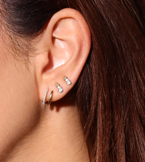 DIAMOND PAVÉ DOUBLE HUGGIE HOOP EARRINGS image 3