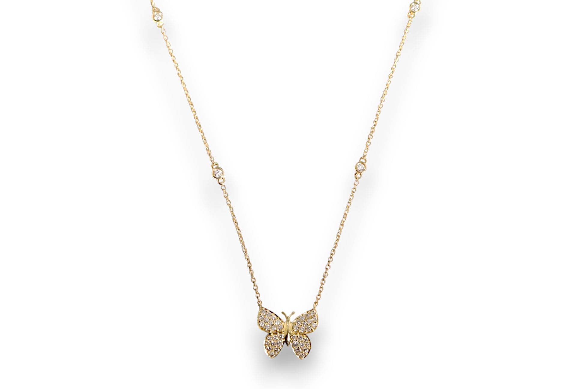 DIAMOND PAVÉ BUTTERFLY PENDANT DIAMOND STATION NECKLACE image 2