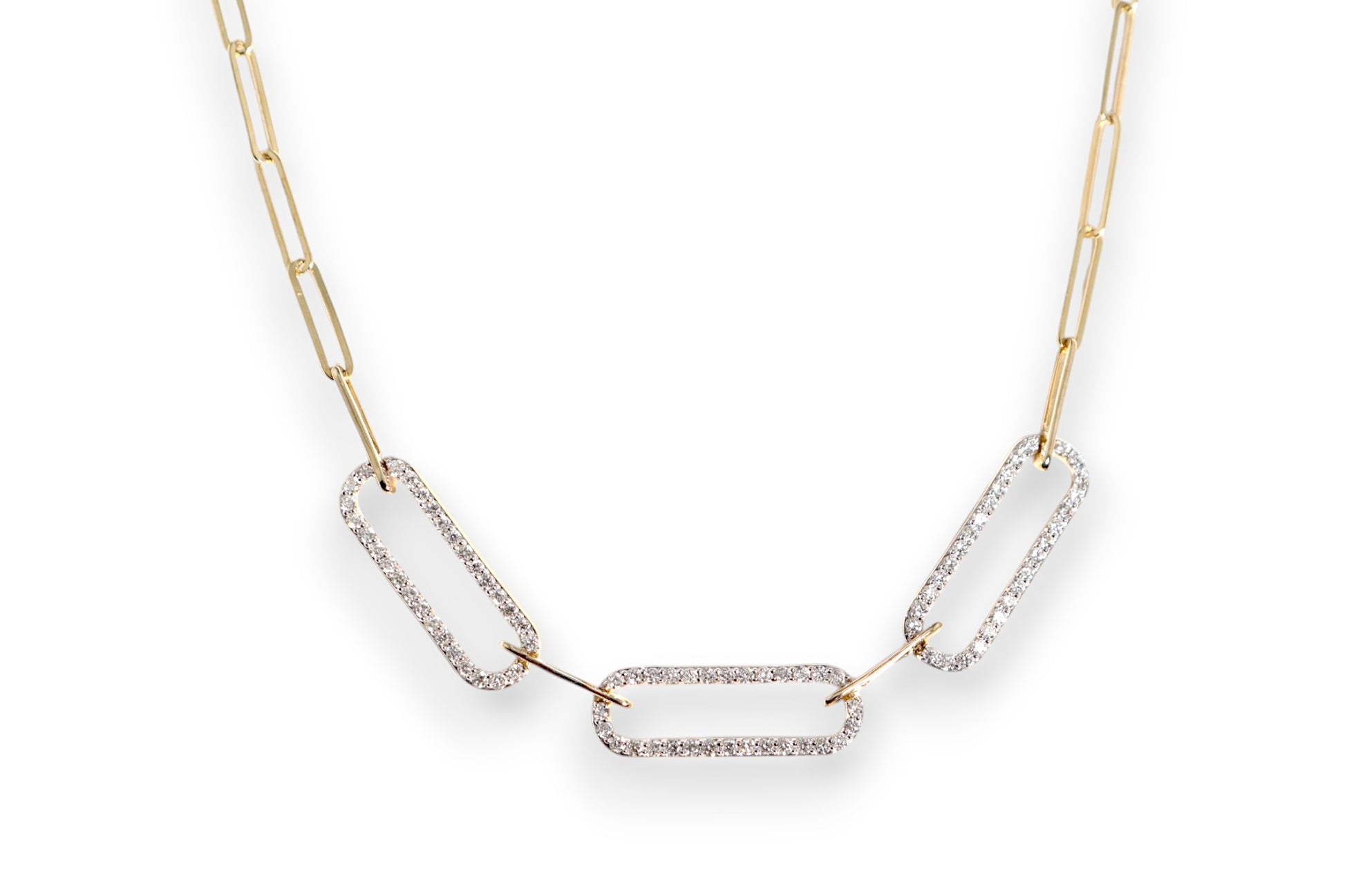 DIAMOND PAVÉ PAPERCLIP LINK STATEMENT NECKLACE image 0