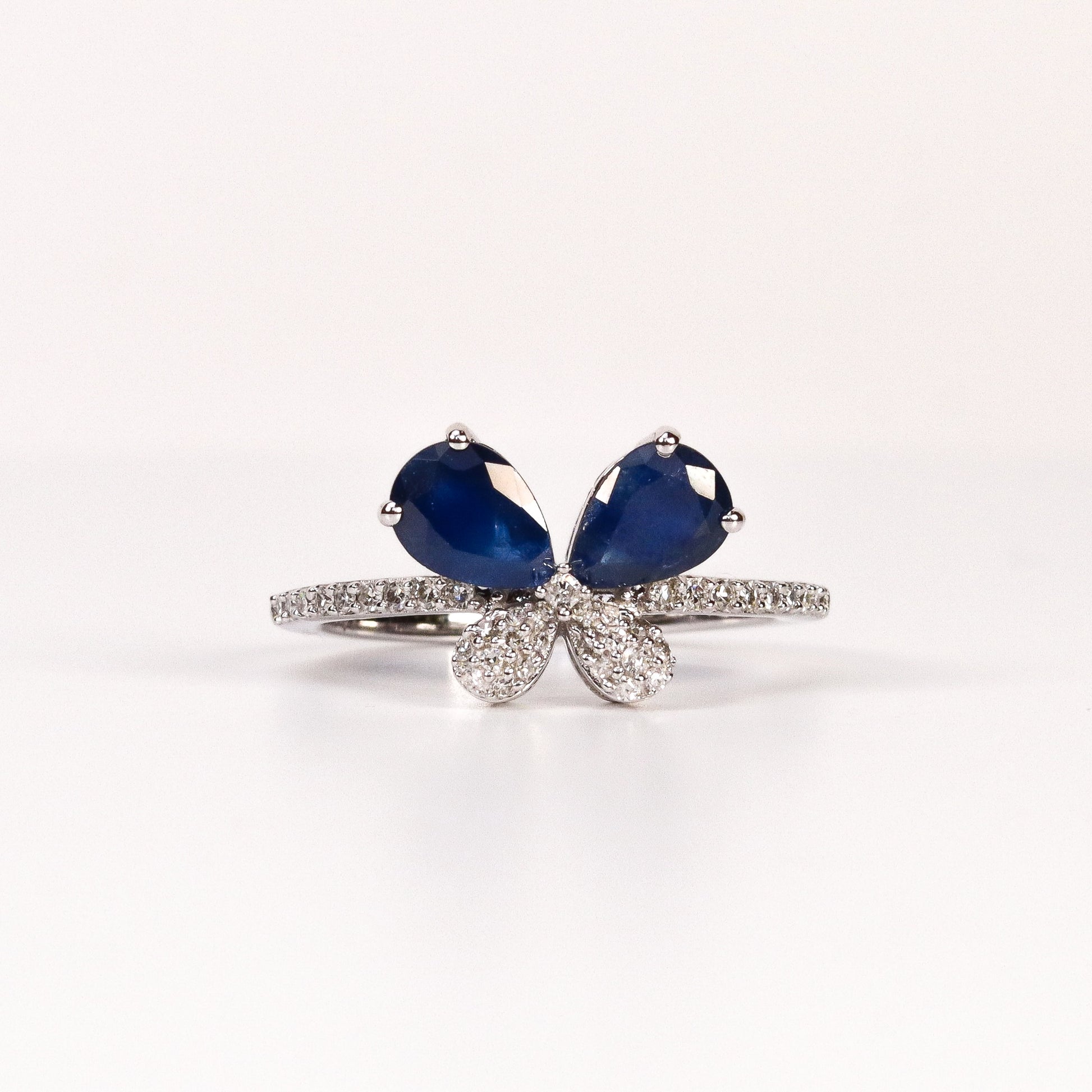 BLUE SAPPHIRE & DIAMOND BUTTERFLY RING image 0