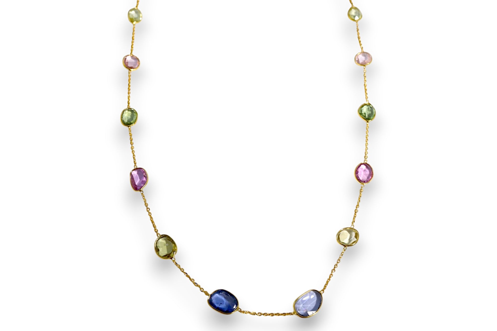 NATURAL RAINBOW SAPPHIRE STATION NECKLACE image 2