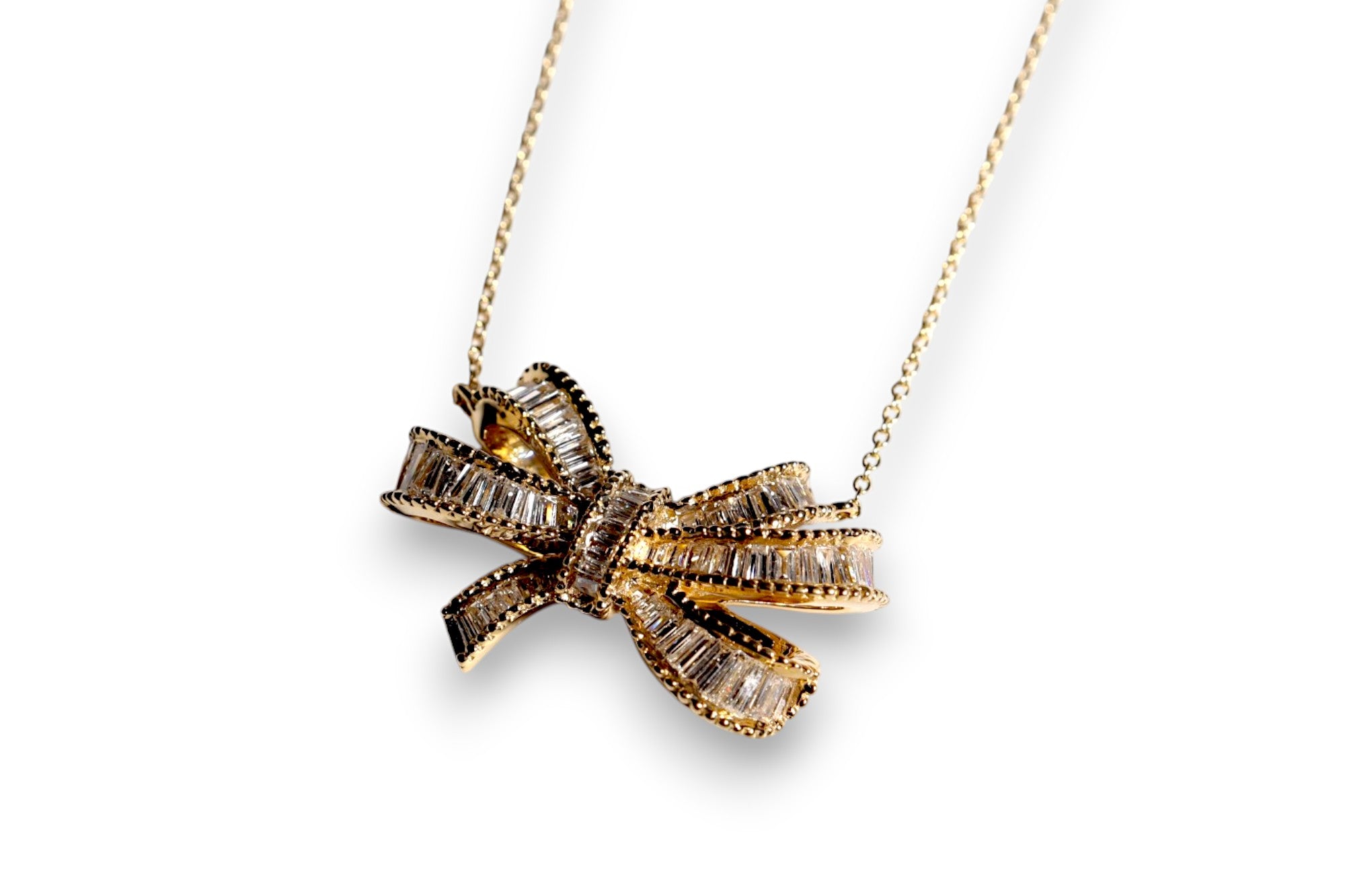 BAGUETTE DIAMOND CHANNEL-SET BOW PENDANT NECKLACE image 1