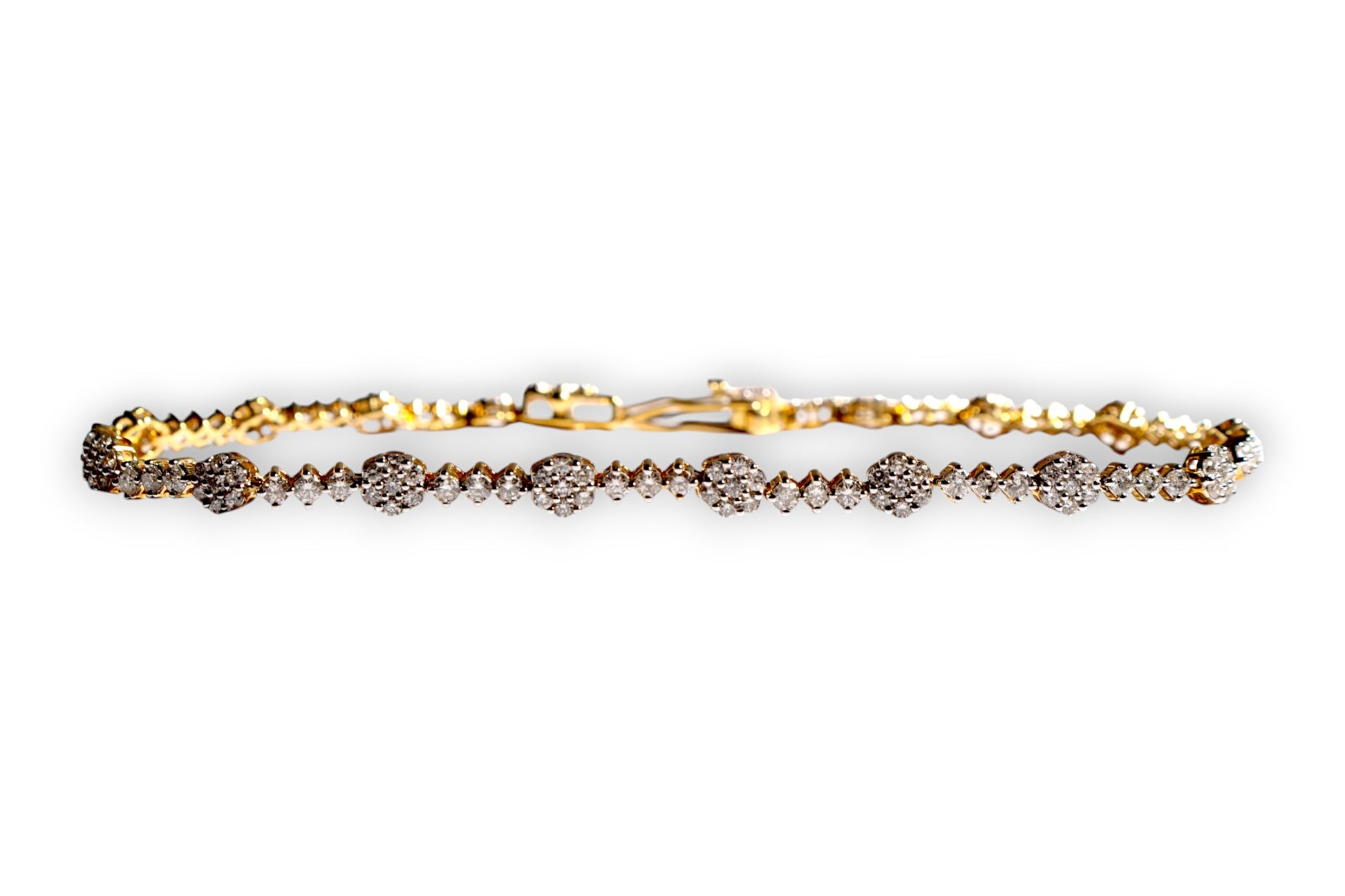 BRILLIANT CUT DIAMOND FLOWER CLUSTER TENNIS BRACELET image 3