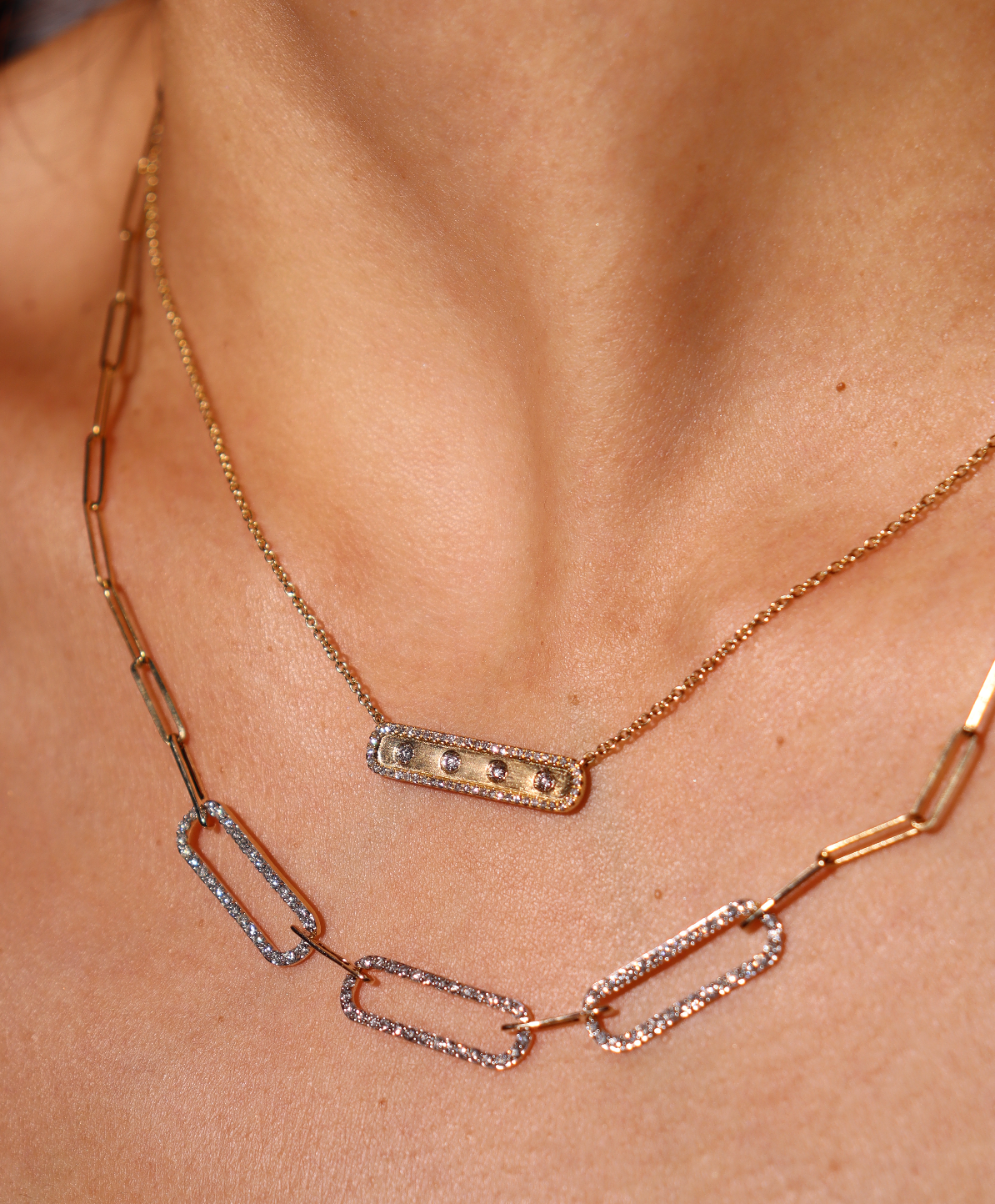 DIAMOND PAVÉ PAPERCLIP LINK STATEMENT NECKLACE image 4