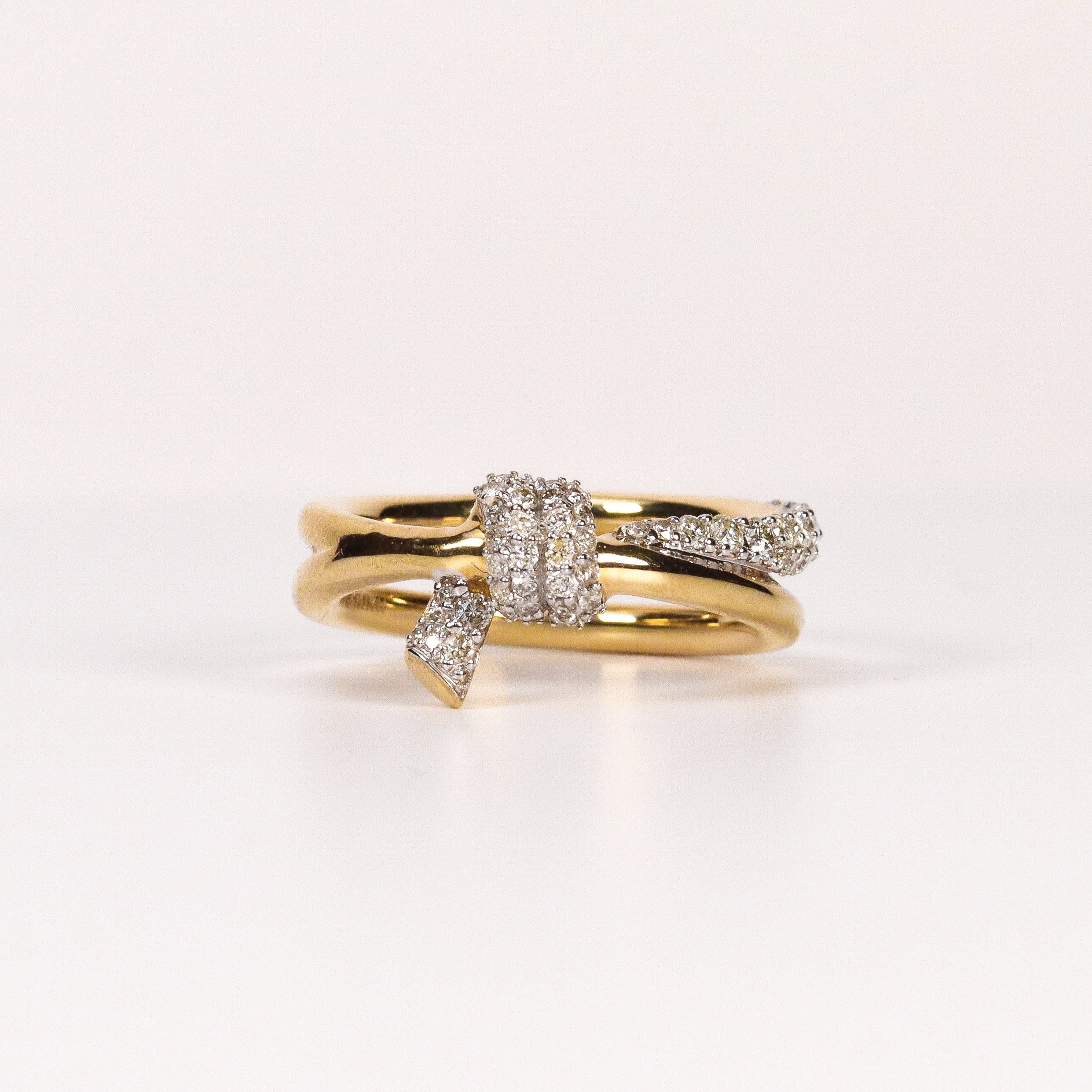 DIAMOND HALF PAVÉ KNOT RING image 0