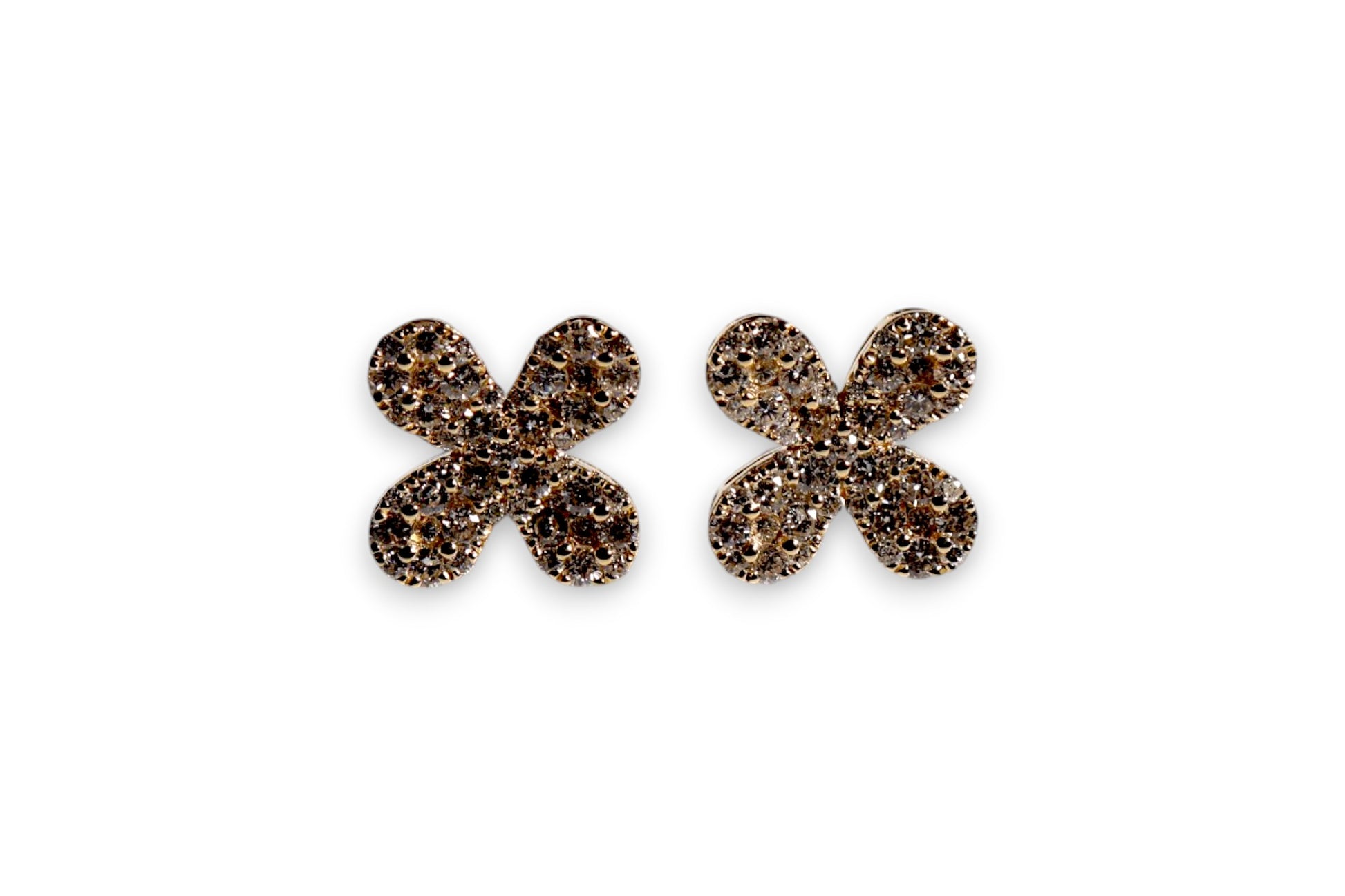 PAVÉ FOUR-PETAL FLOWER DIAMOND STUD EARRINGS image 2