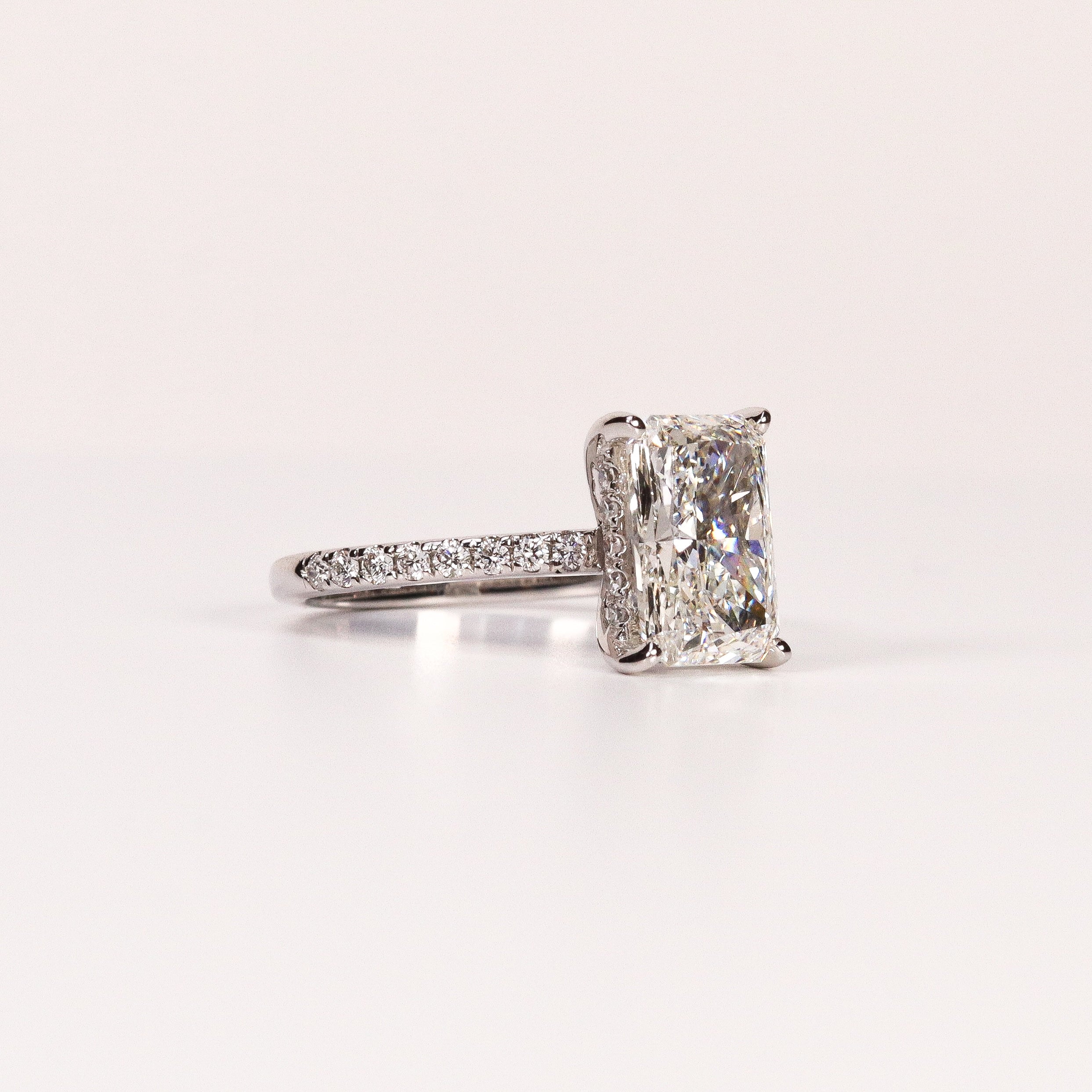 LAB-GROWN DIAMOND RECTANGULAR RADIANT-CUT PAVÉ BAND ENGAGEMENT RING image 1