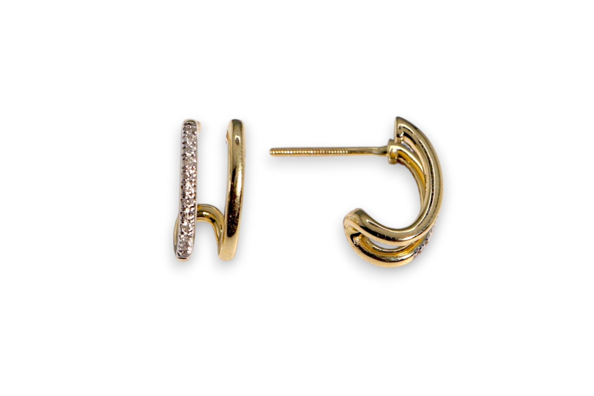DIAMOND PAVÉ DOUBLE HUGGIE HOOP EARRINGS image 2