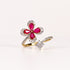 RUBY & DIAMOND PEAR-CUT FLOWER BYPASS RING image 0