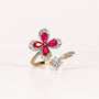 RUBY & DIAMOND PEAR-CUT FLOWER BYPASS RING image 0