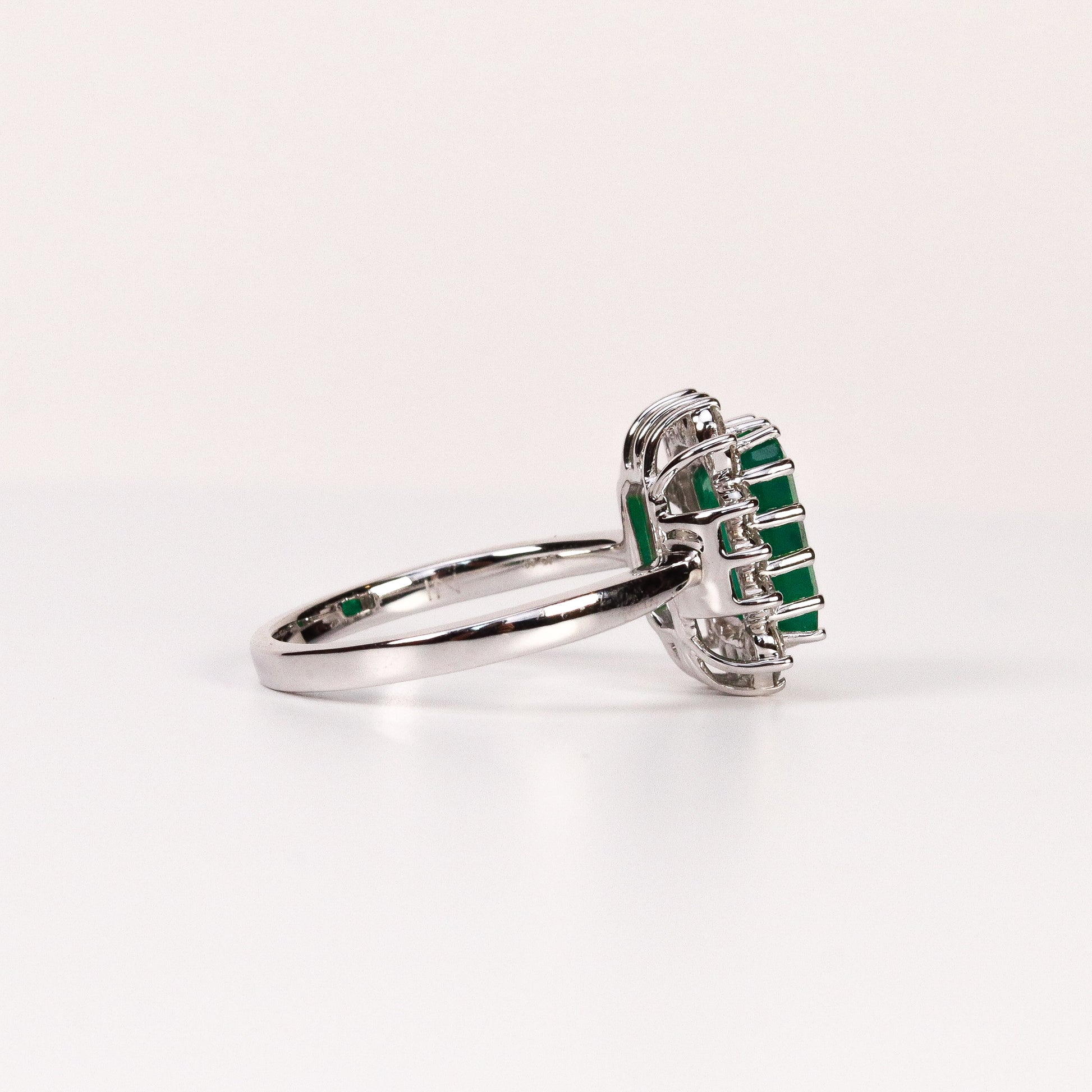 EMERALD & DIAMOND STARBURST CROWN HALO RING image 2