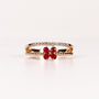 RUBY & DIAMOND PEAR-CUT FLOWER DOUBLE BAND RING image 0