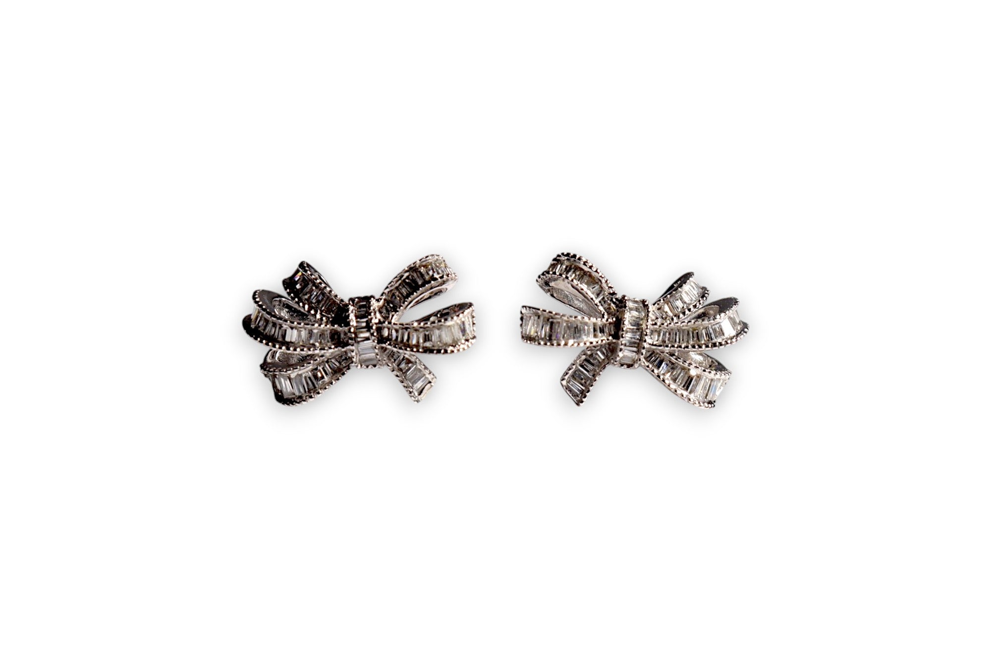 BAGUETTE DIAMOND BOW STUD EARRINGS image 0