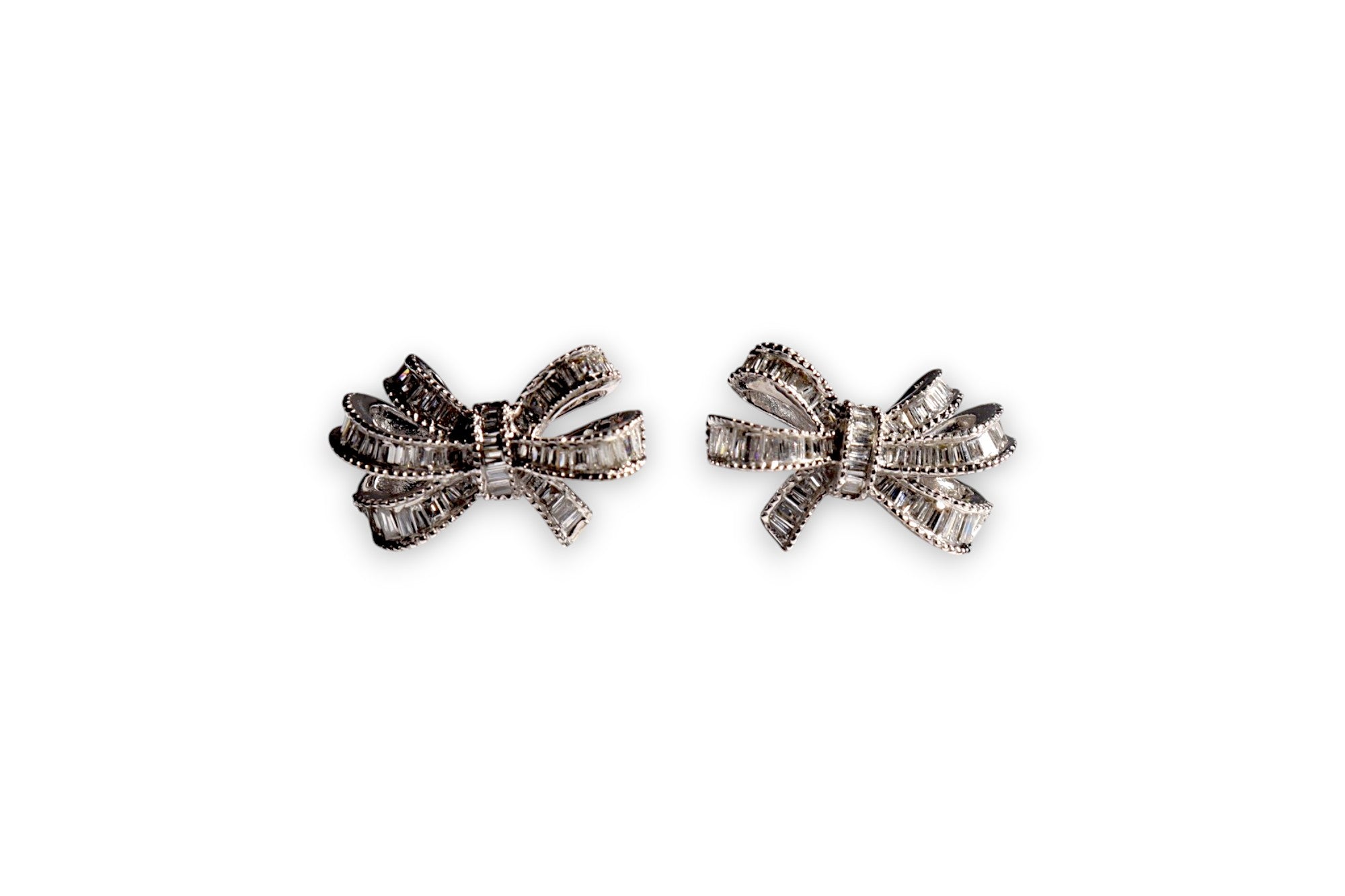 BAGUETTE DIAMOND BOW STUD EARRINGS image 0