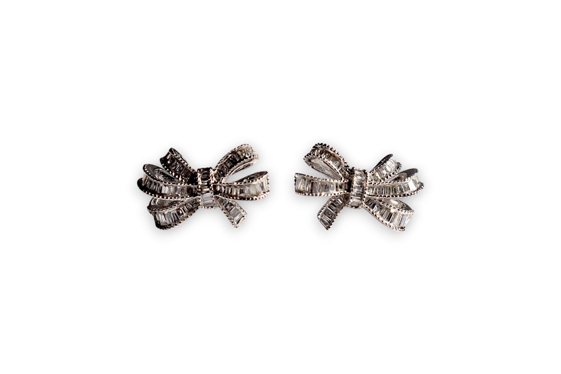 BAGUETTE DIAMOND BOW STUD EARRINGS image 0