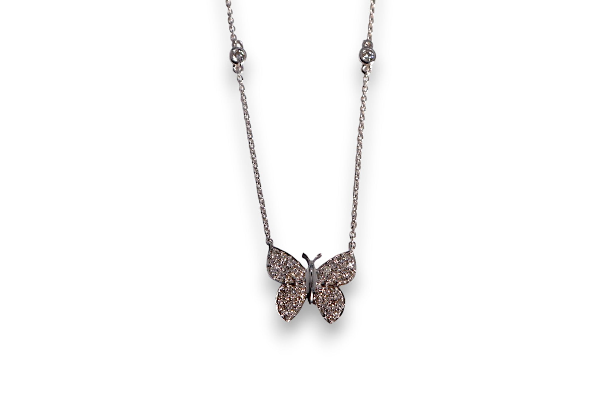 DIAMOND PAVÉ BUTTERFLY PENDANT DIAMOND STATION NECKLACE image 1