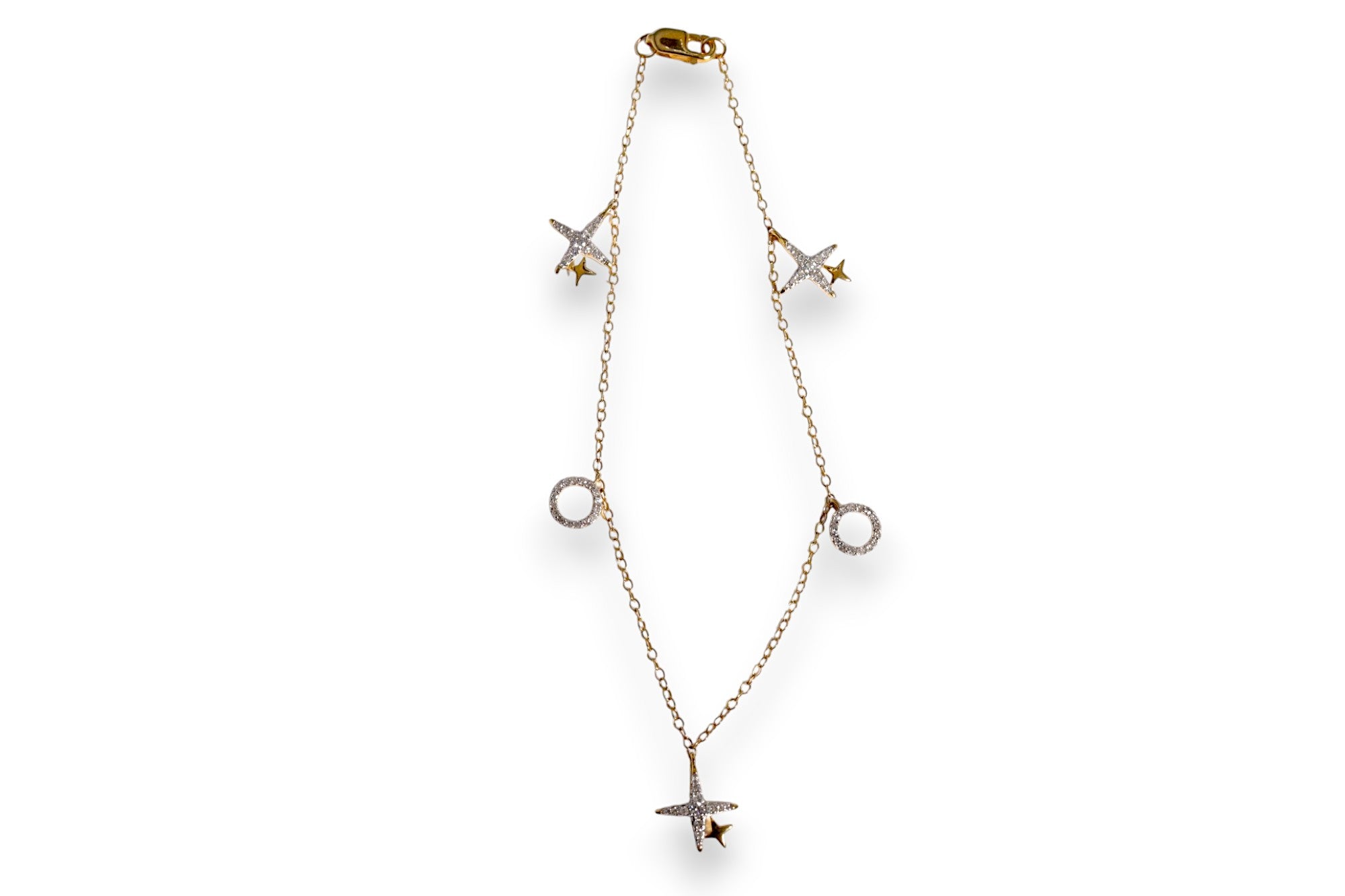 PAVÉ DIAMOND XO STAR & CIRCLE DROP CHARM BRACELET image 1