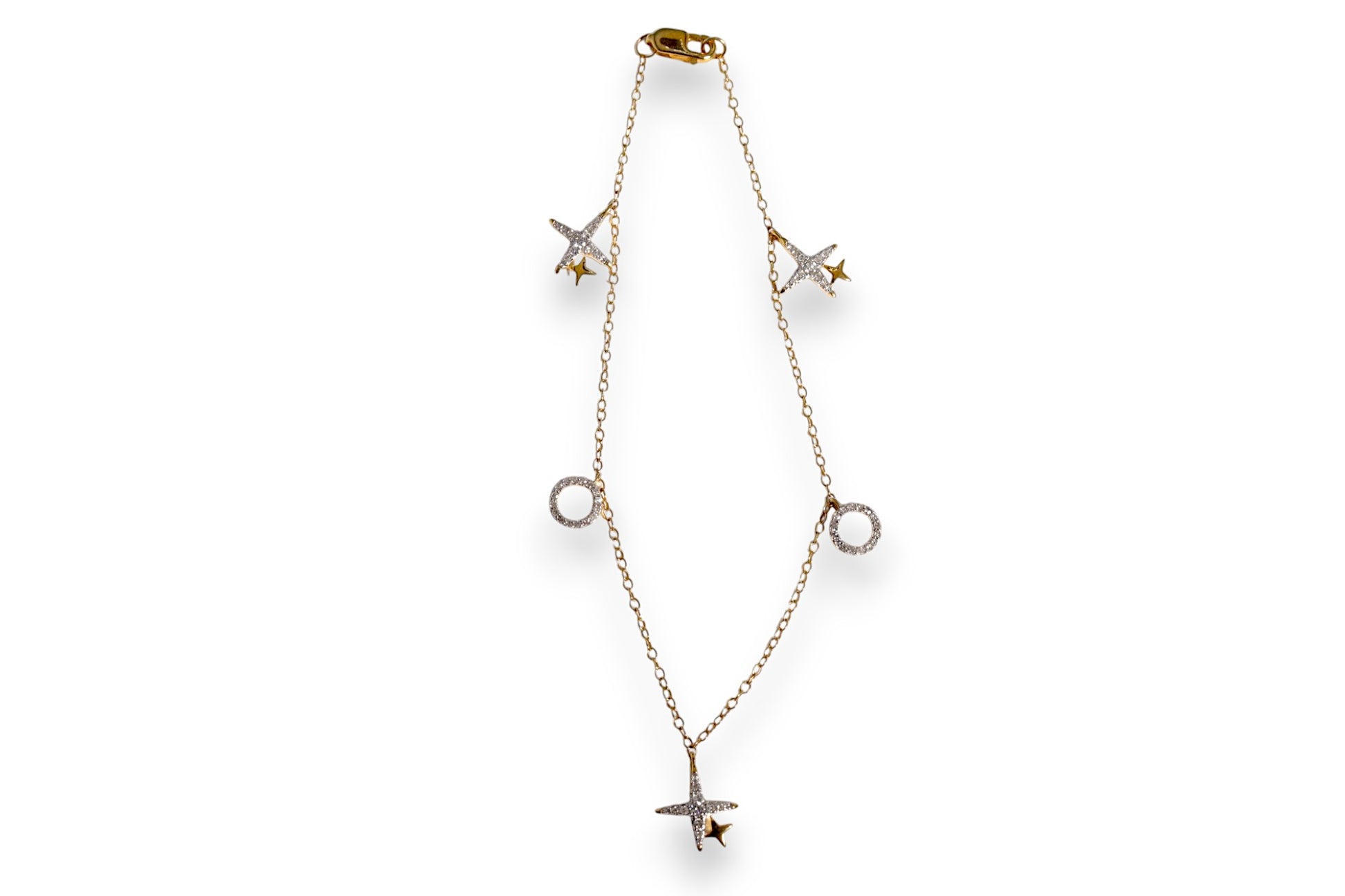 PAVÉ DIAMOND XO STAR & CIRCLE DROP CHARM BRACELET image 1