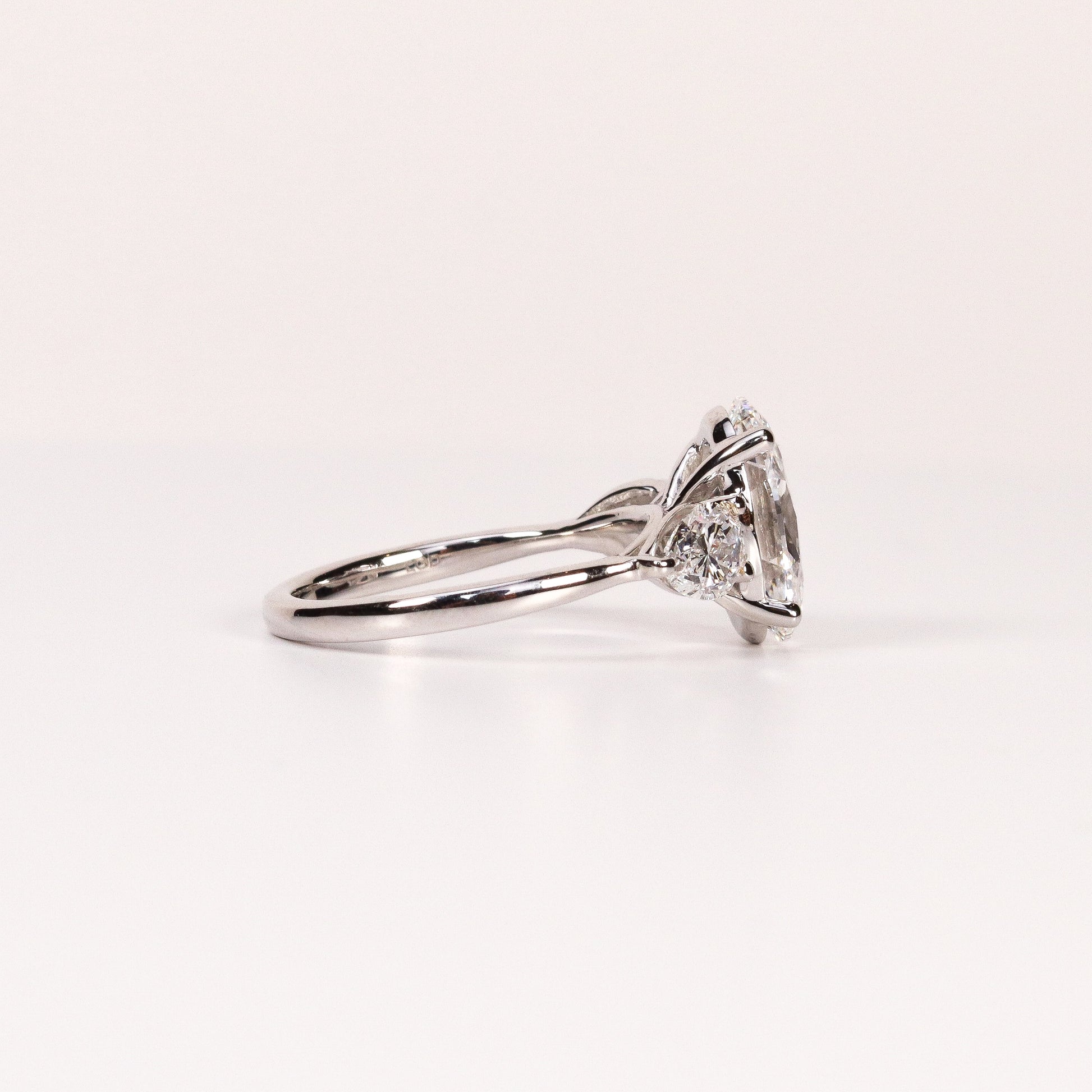 LAB-GROWN DIAMOND OVAL & PEAR SIDE-STONE THREE-STONE ENGAGEMENT RING image 2