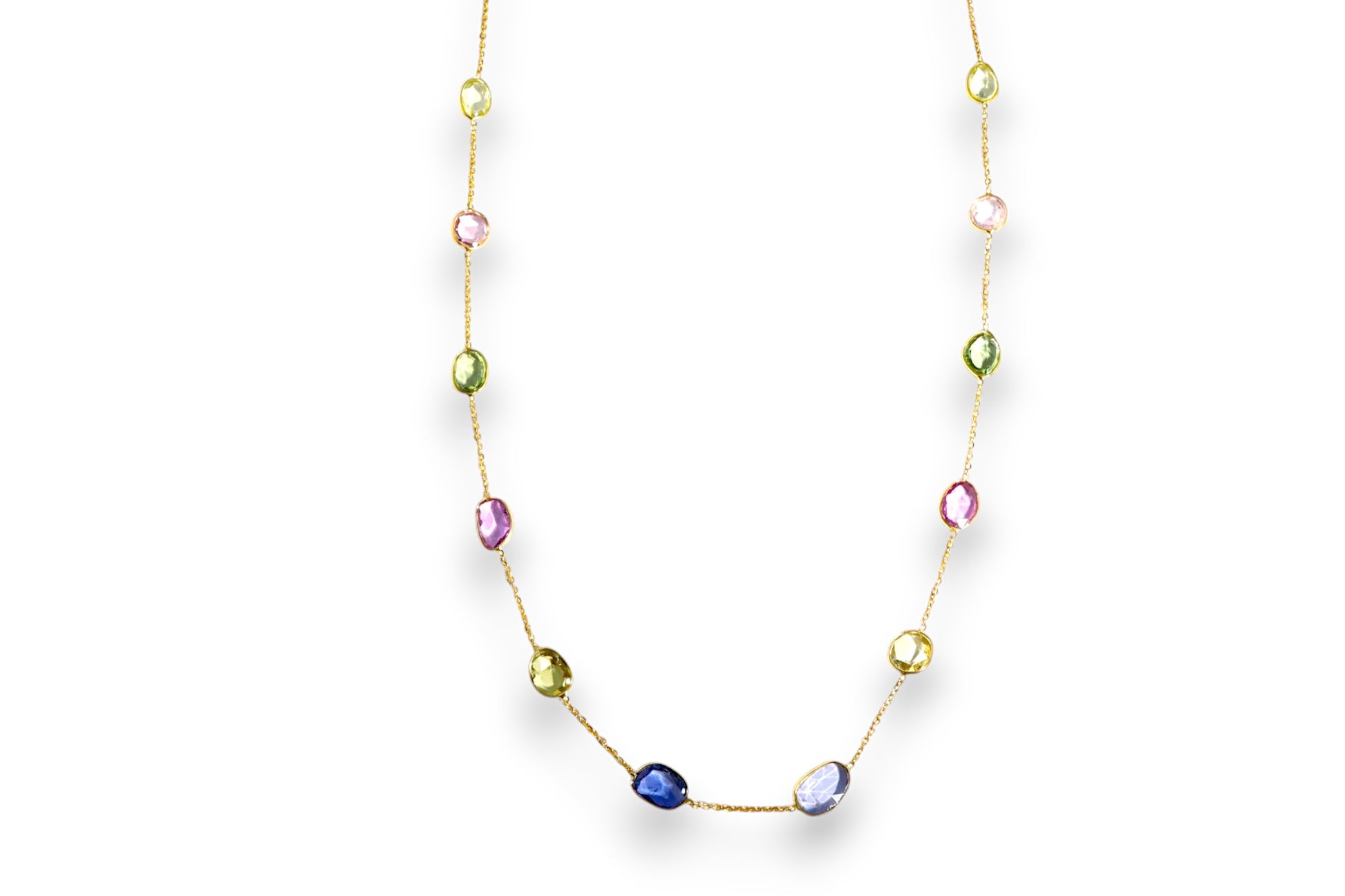 NATURAL RAINBOW SAPPHIRE STATION NECKLACE image 0