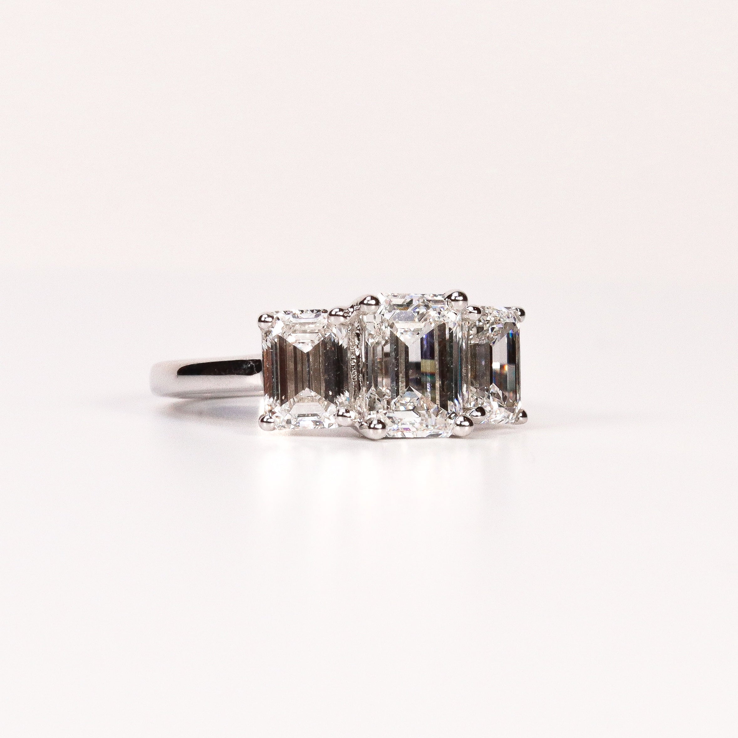 LAB-GROWN DIAMOND EMERALD-CUT TRINITY THREE-STONE ENGAGEMENT RING image 1