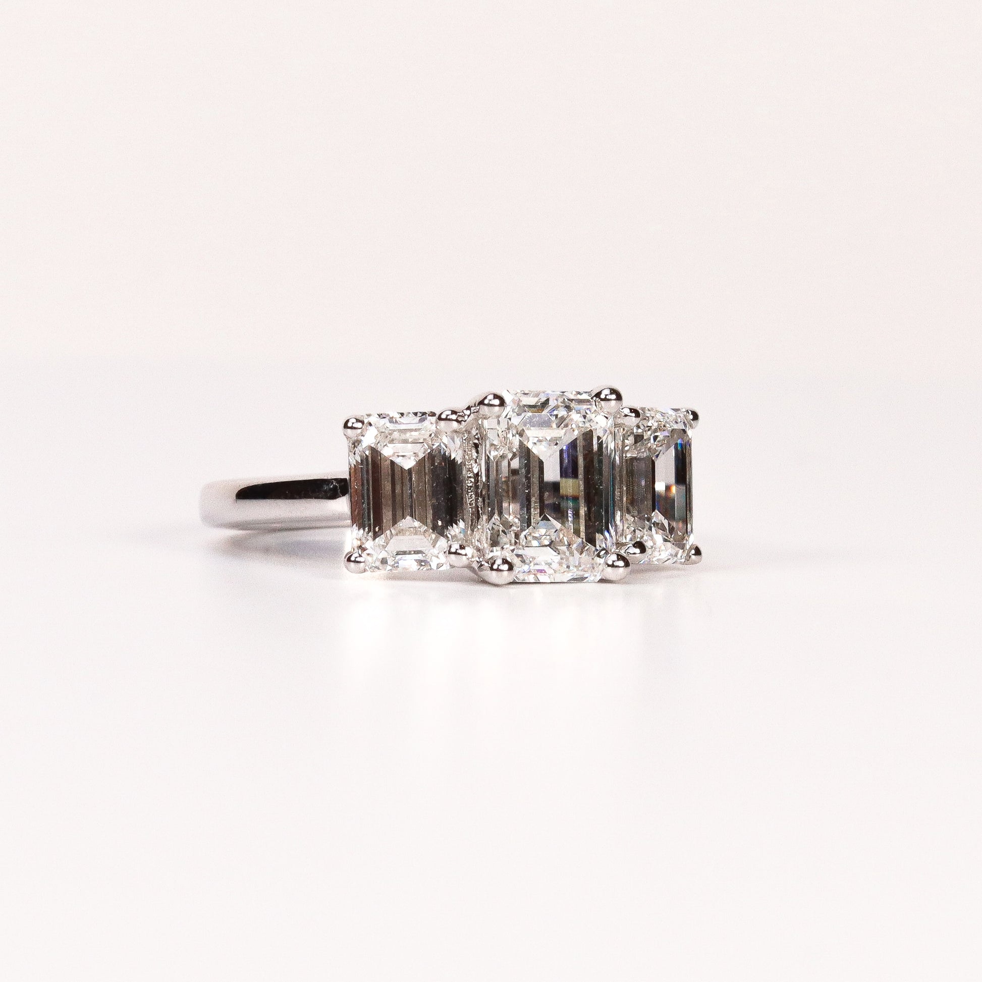 LAB-GROWN DIAMOND EMERALD-CUT TRINITY THREE-STONE ENGAGEMENT RING image 1