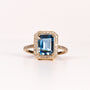 LONDON BLUE TOPAZ & DIAMOND EMERALD-CUT HALO RING image 0