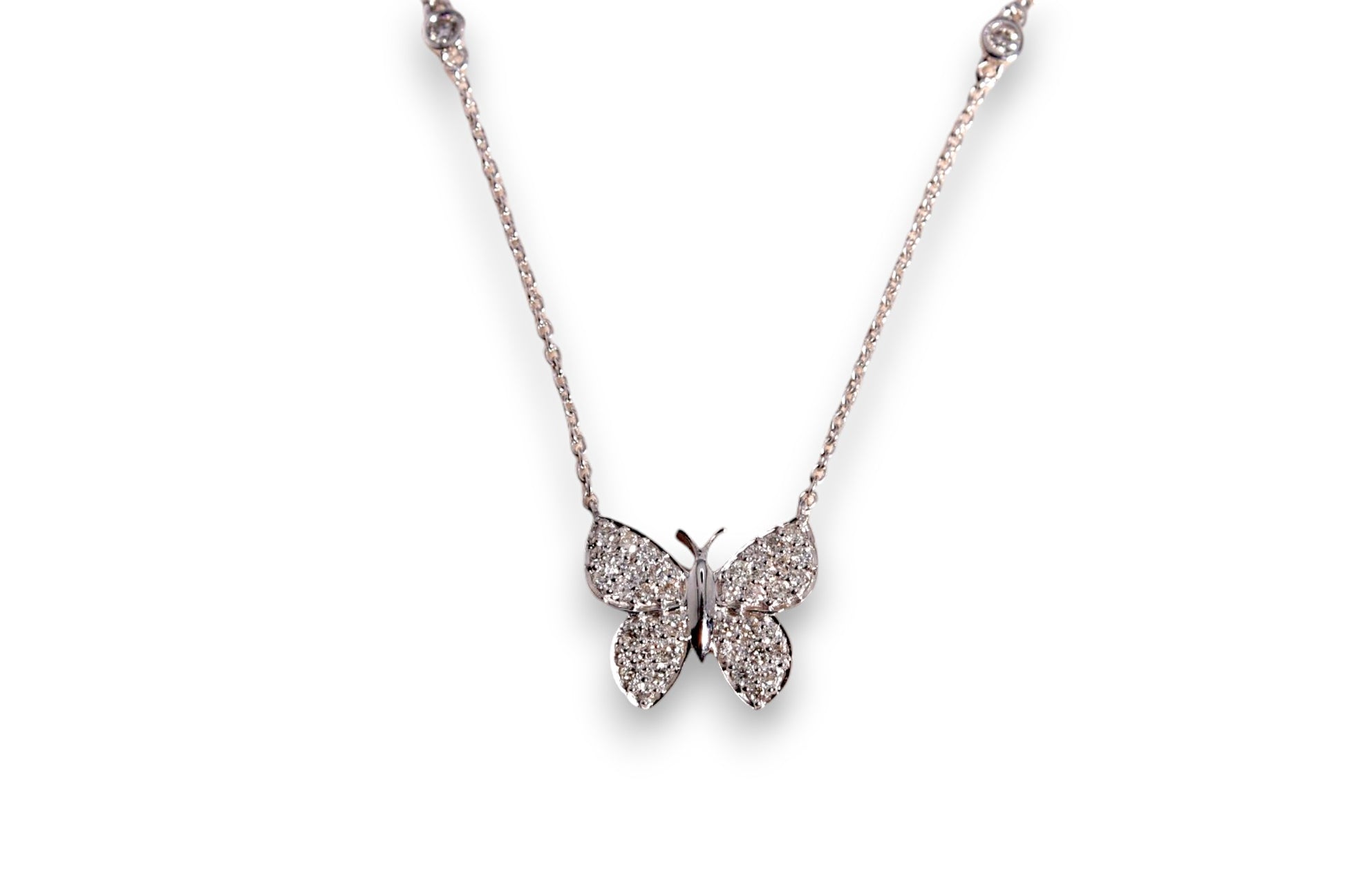 DIAMOND PAVÉ BUTTERFLY PENDANT DIAMOND STATION NECKLACE image 0