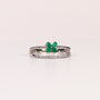 EMERALD & DIAMOND PEAR-CUT FLOWER DOUBLE BAND RING image 0