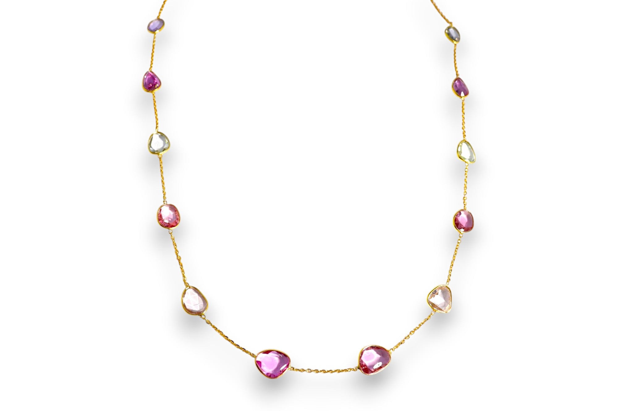 NATURAL MULTI-COLOR SAPPHIRE STATION NECKLACE image 1