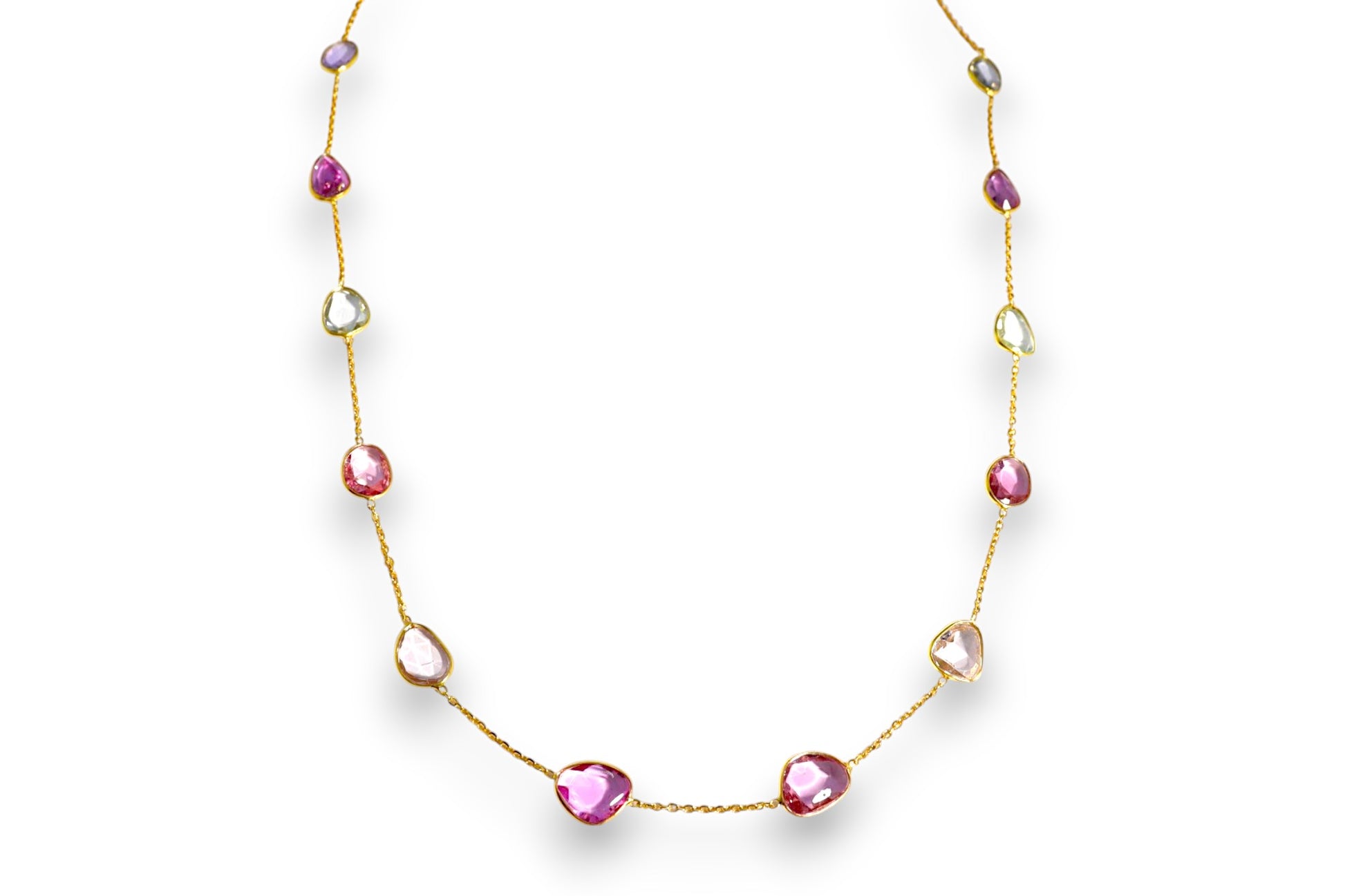 NATURAL MULTI-COLOR SAPPHIRE STATION NECKLACE image 1