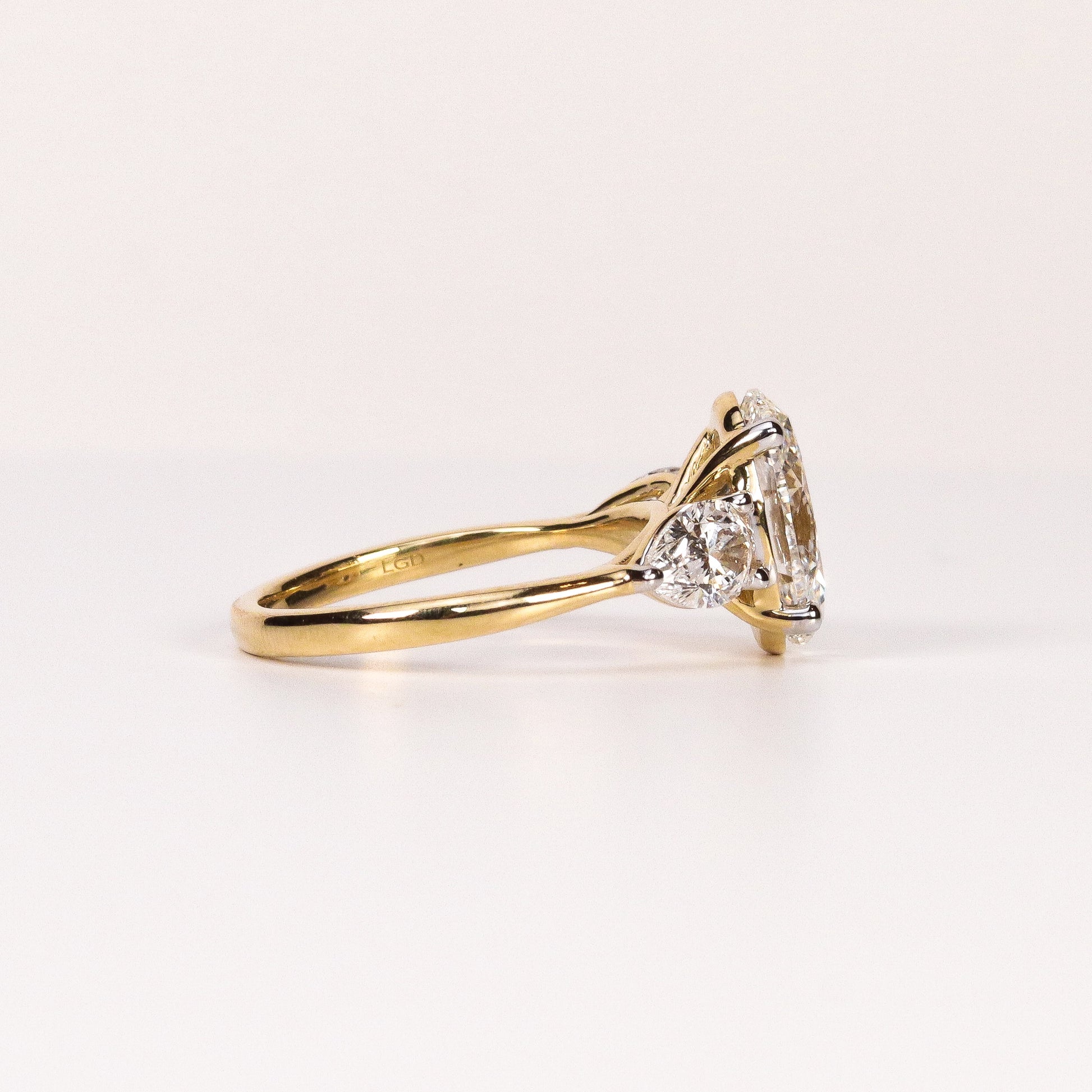 LAB-GROWN DIAMOND OVAL & PEAR SIDE-STONE THREE-STONE ENGAGEMENT RING image 2
