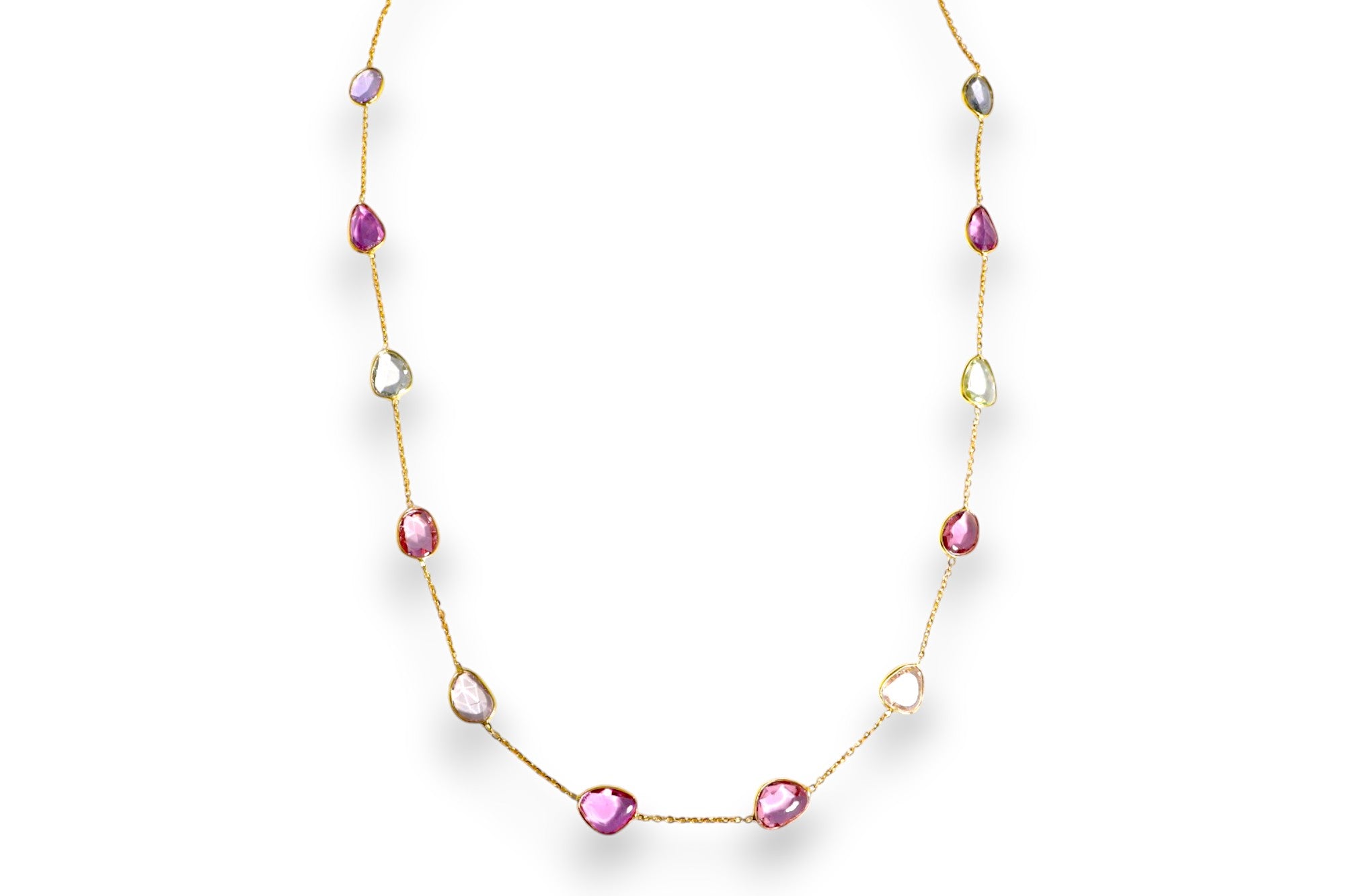 NATURAL MULTI-COLOR SAPPHIRE STATION NECKLACE image 0