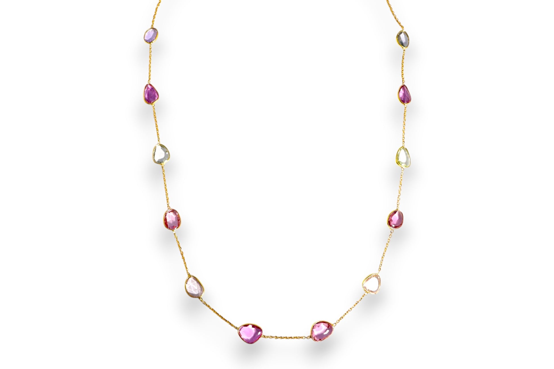 NATURAL MULTI-COLOR SAPPHIRE STATION NECKLACE image 0