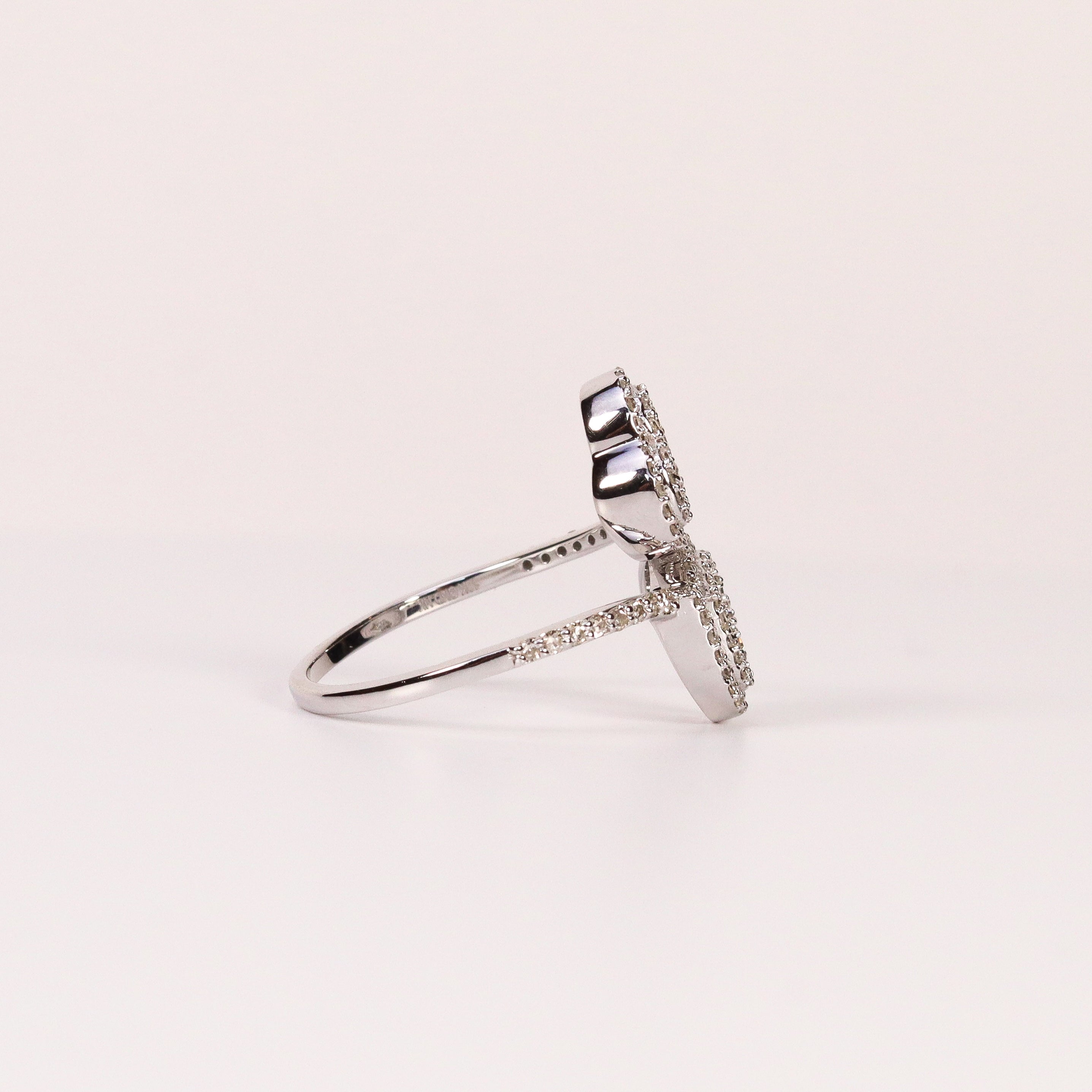 DIAMOND DOUBLE HEART CUFF RING image 1