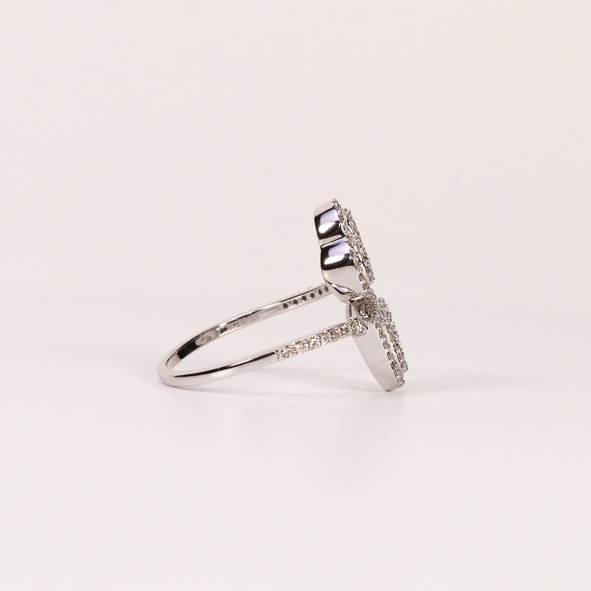 DIAMOND DOUBLE HEART CUFF RING image 1
