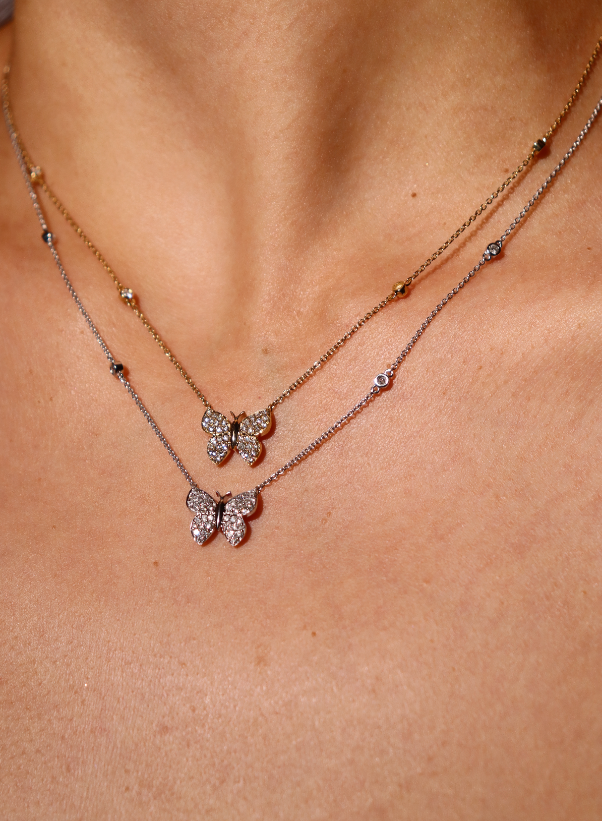 DIAMOND PAVÉ BUTTERFLY PENDANT DIAMOND STATION NECKLACE image 5