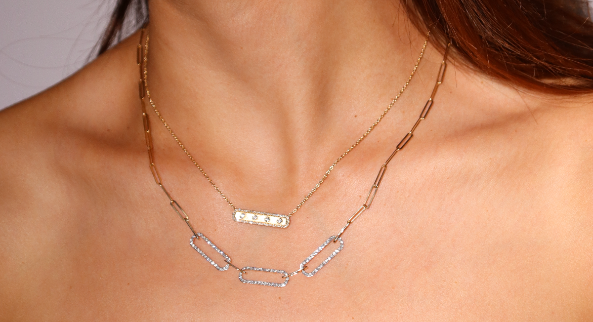 DIAMOND PAVÉ PAPERCLIP LINK STATEMENT NECKLACE image 3