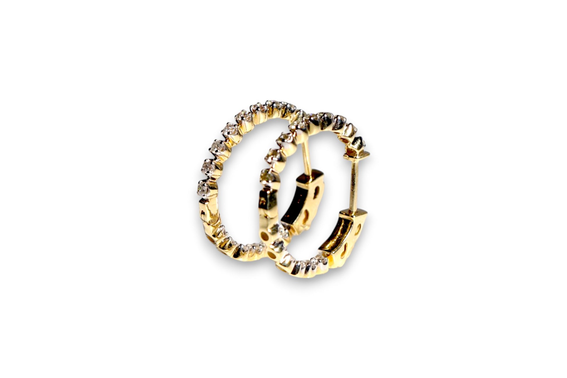 OVAL INSIDE-OUT DIAMOND HOOP EARRINGS image 1