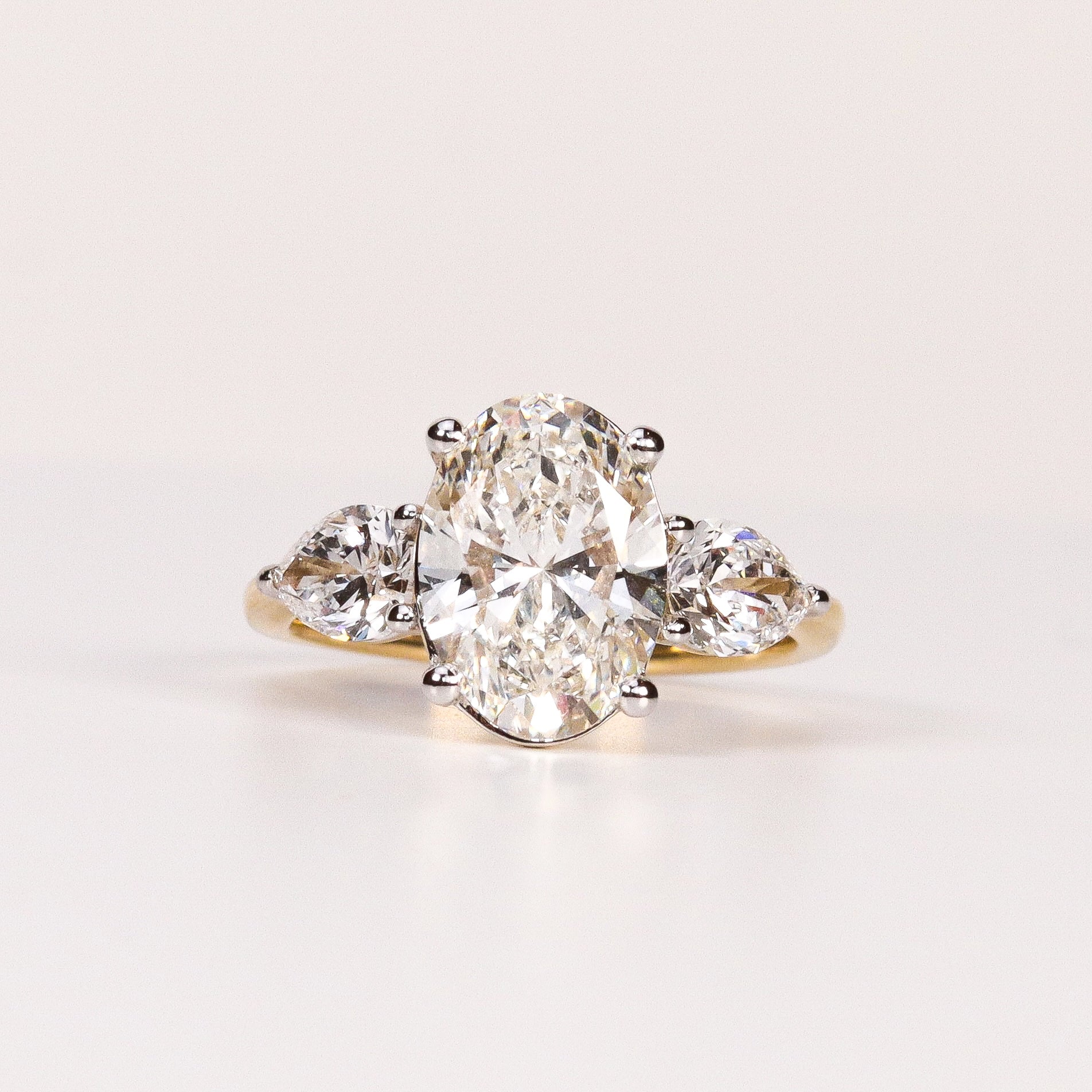 LAB-GROWN DIAMOND OVAL & PEAR SIDE-STONE THREE-STONE ENGAGEMENT RING image 0