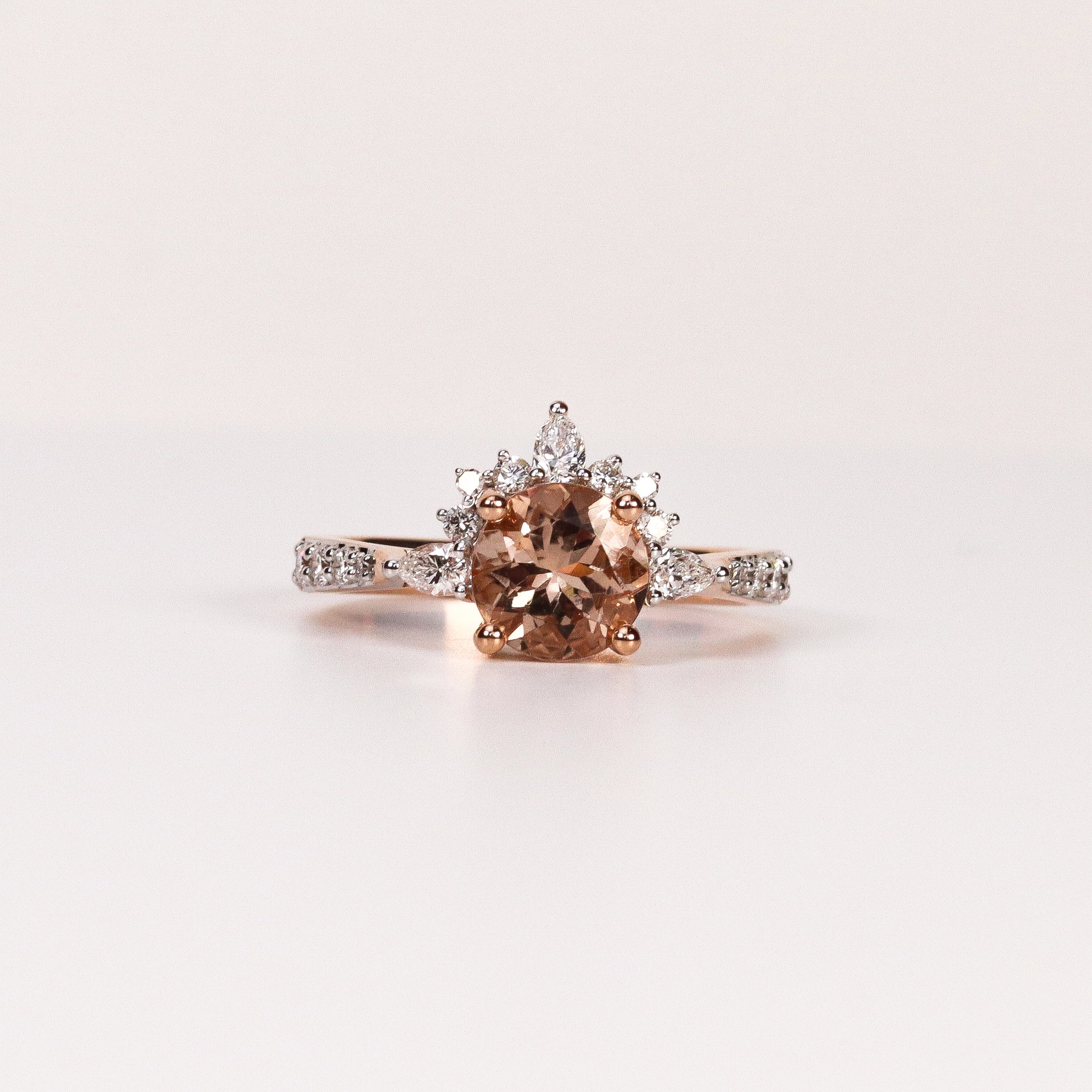 CHAMPAGNE DIAMOND & MIXED-CUT BALLERINA CROWN HALO RING image 0