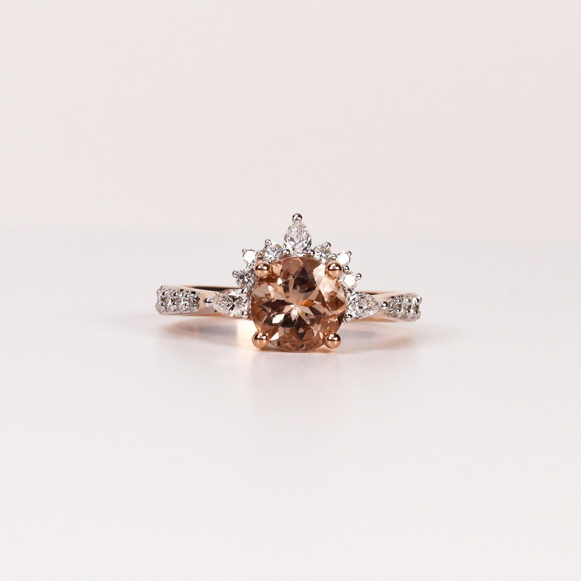 CHAMPAGNE DIAMOND & MIXED-CUT BALLERINA CROWN HALO RING image 0