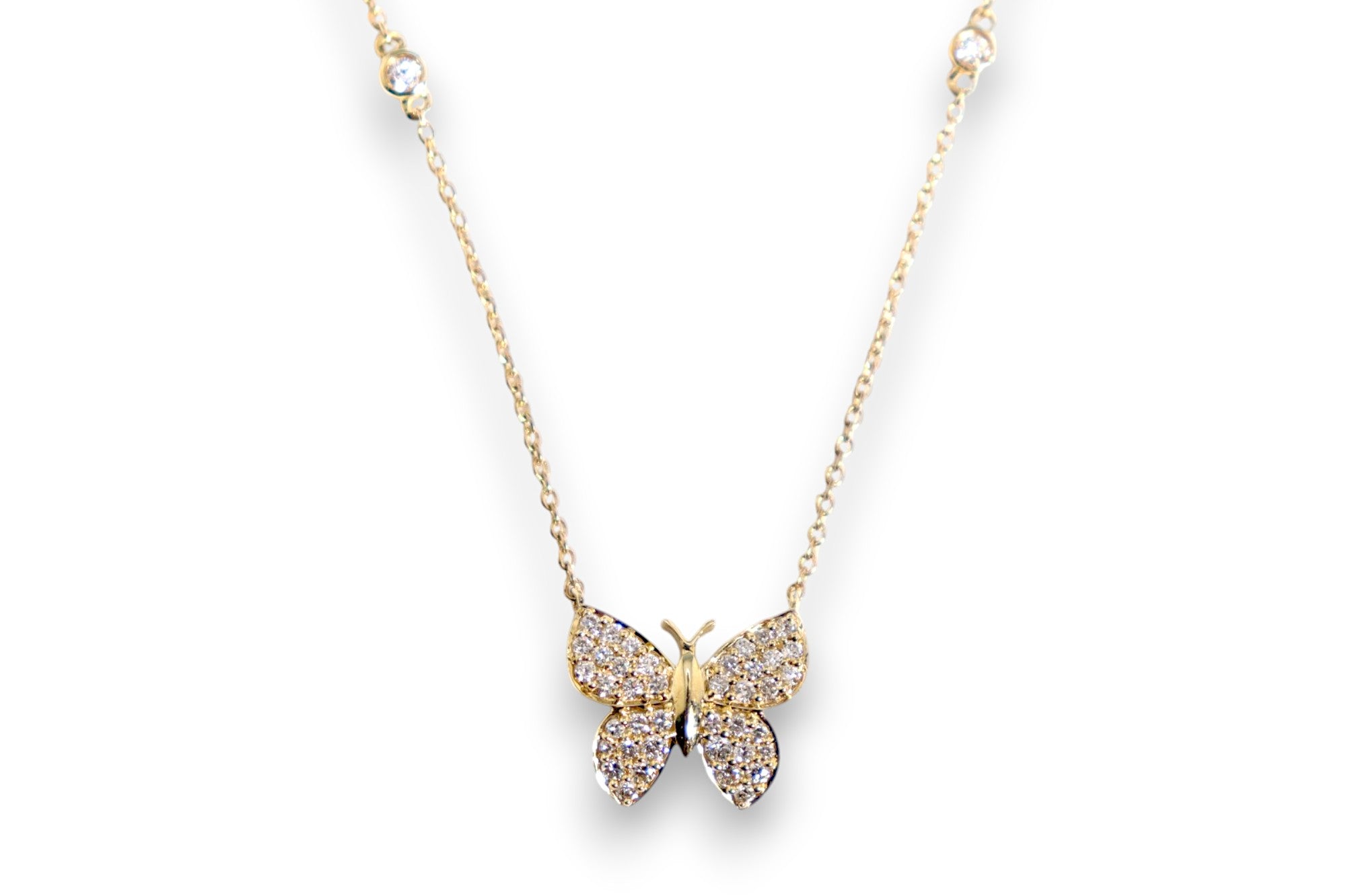 DIAMOND PAVÉ BUTTERFLY PENDANT DIAMOND STATION NECKLACE image 0