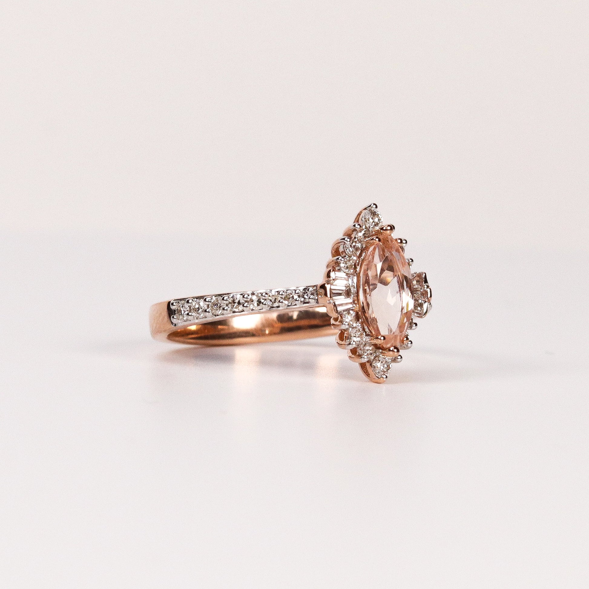 MORGANITE & MIXED-CUT BALLERINA HALO RING image 1