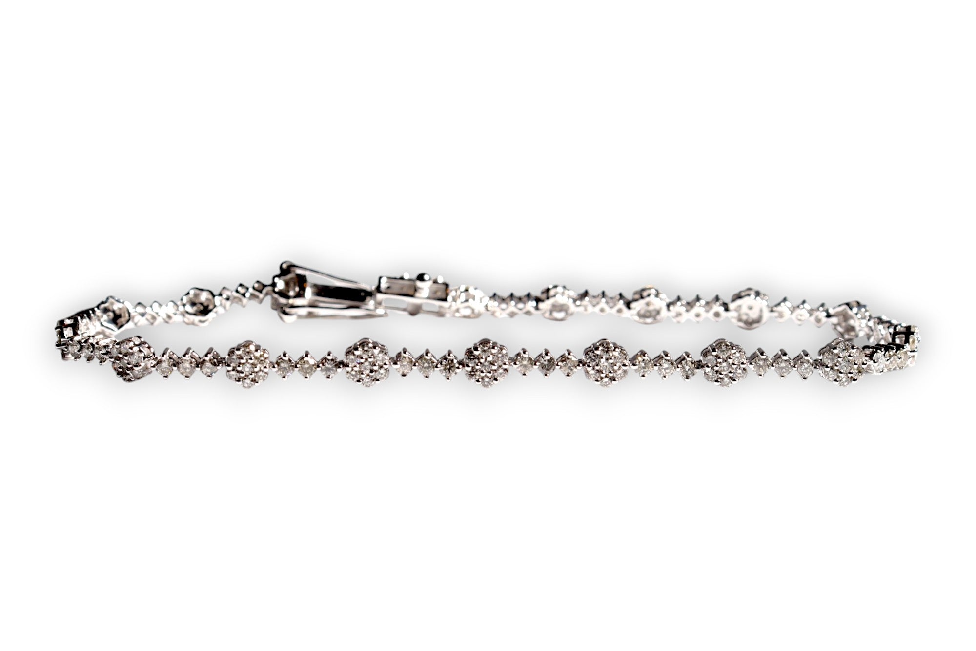 BRILLIANT CUT DIAMOND FLOWER CLUSTER TENNIS BRACELET image 0