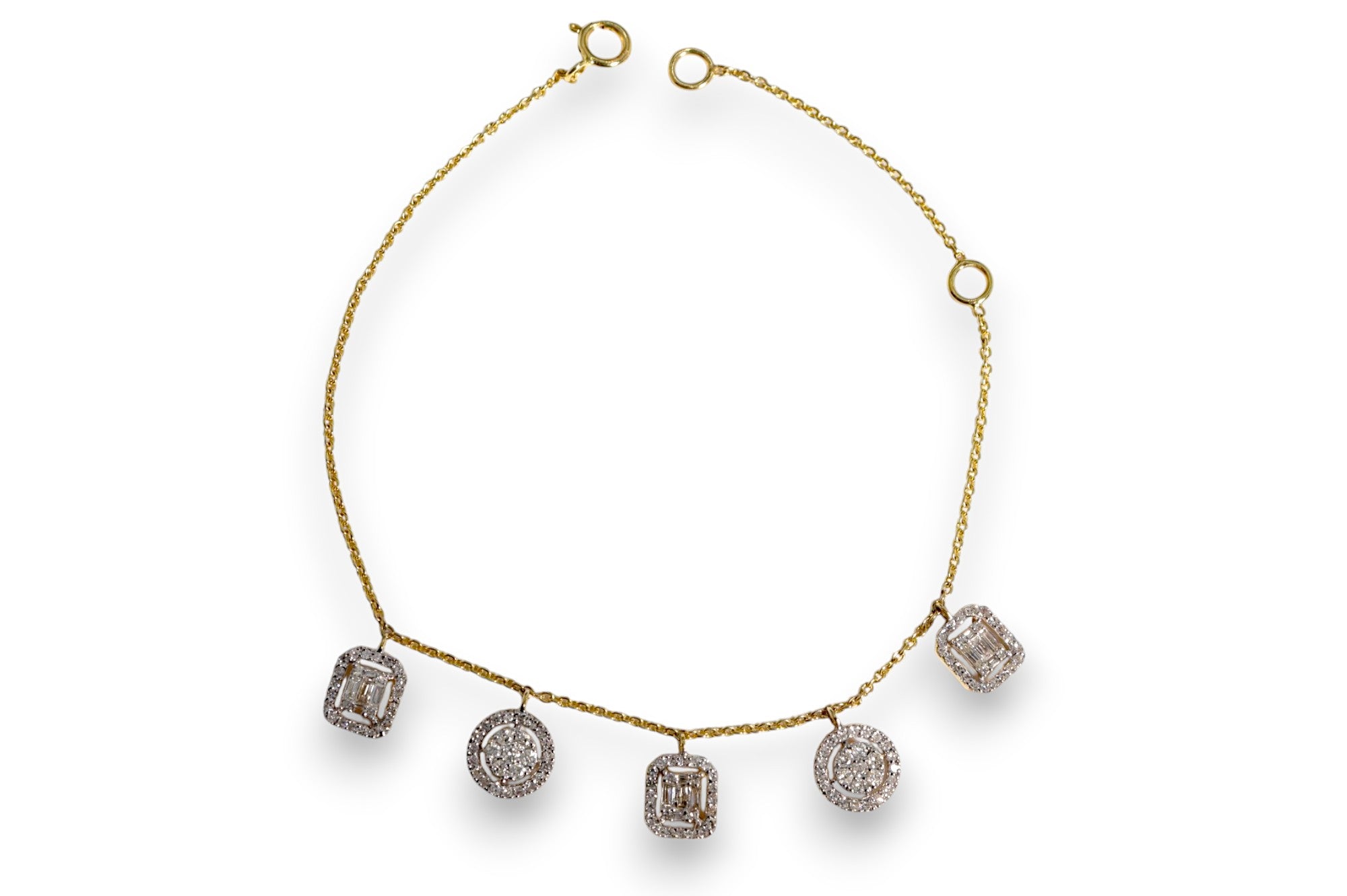 MULTI-SHAPE DIAMOND CLUSTER DROP CHARM BRACELET image 0