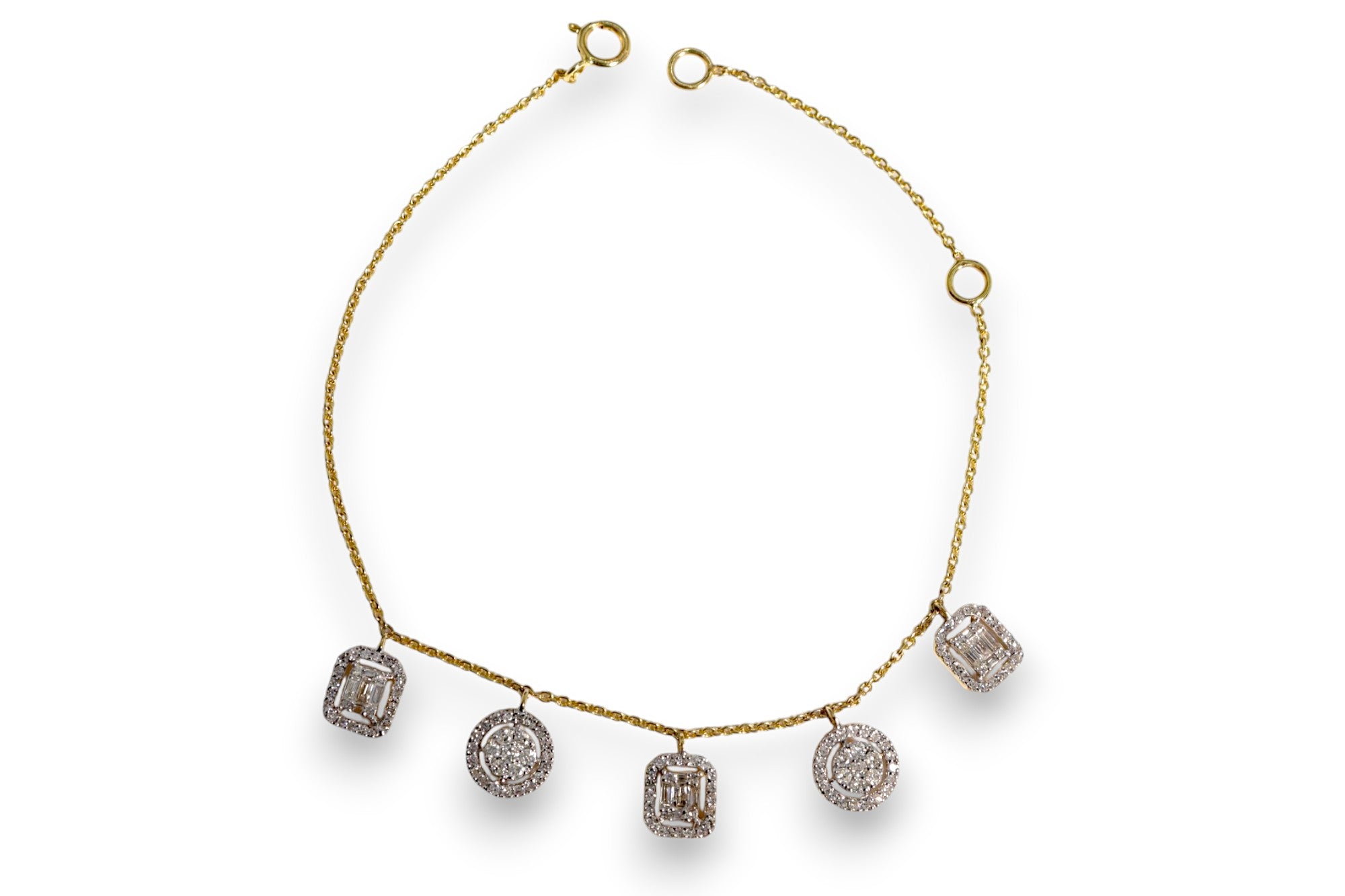 MULTI-SHAPE DIAMOND CLUSTER DROP CHARM BRACELET image 0