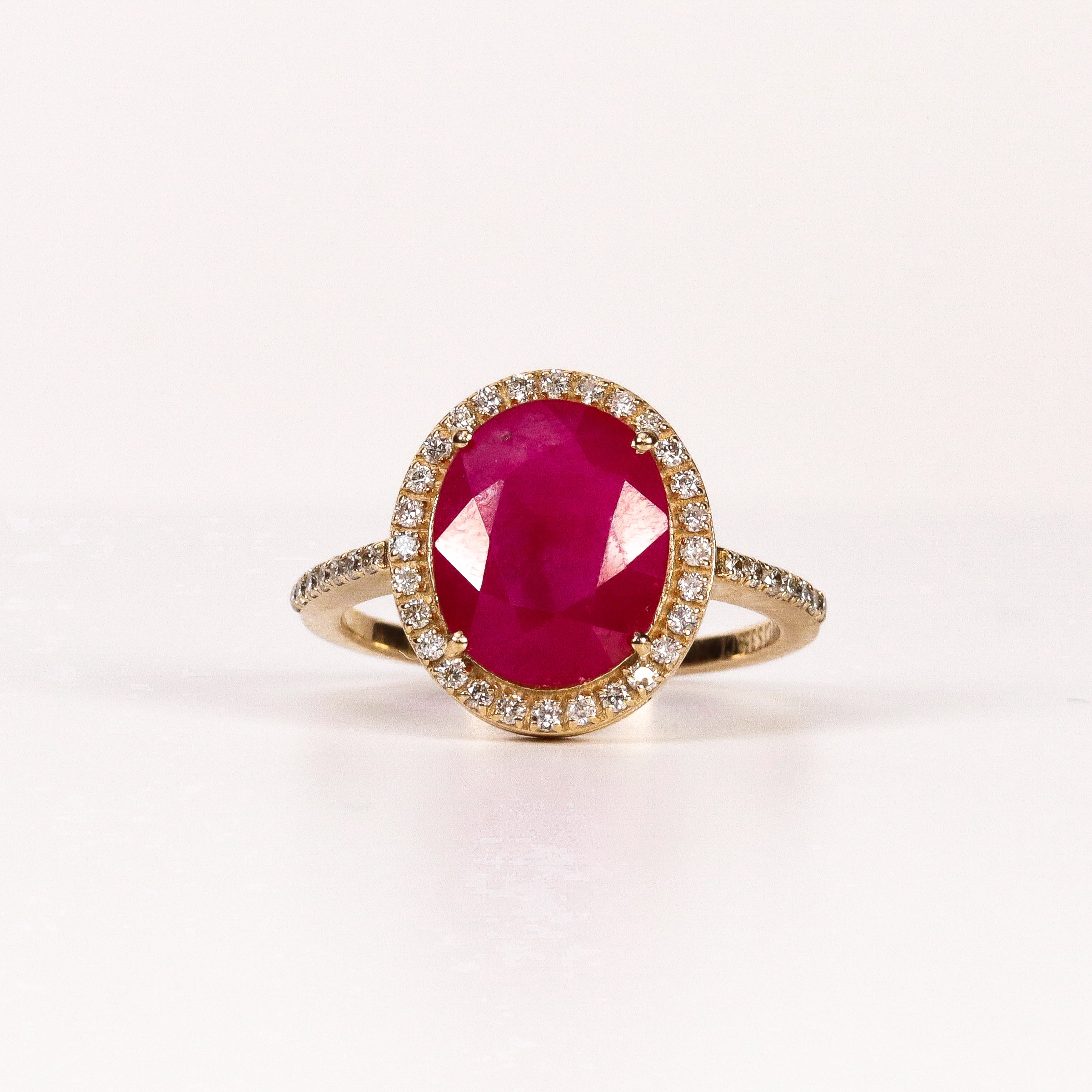 RUBY & DIAMOND OVAL HALO RING image 0