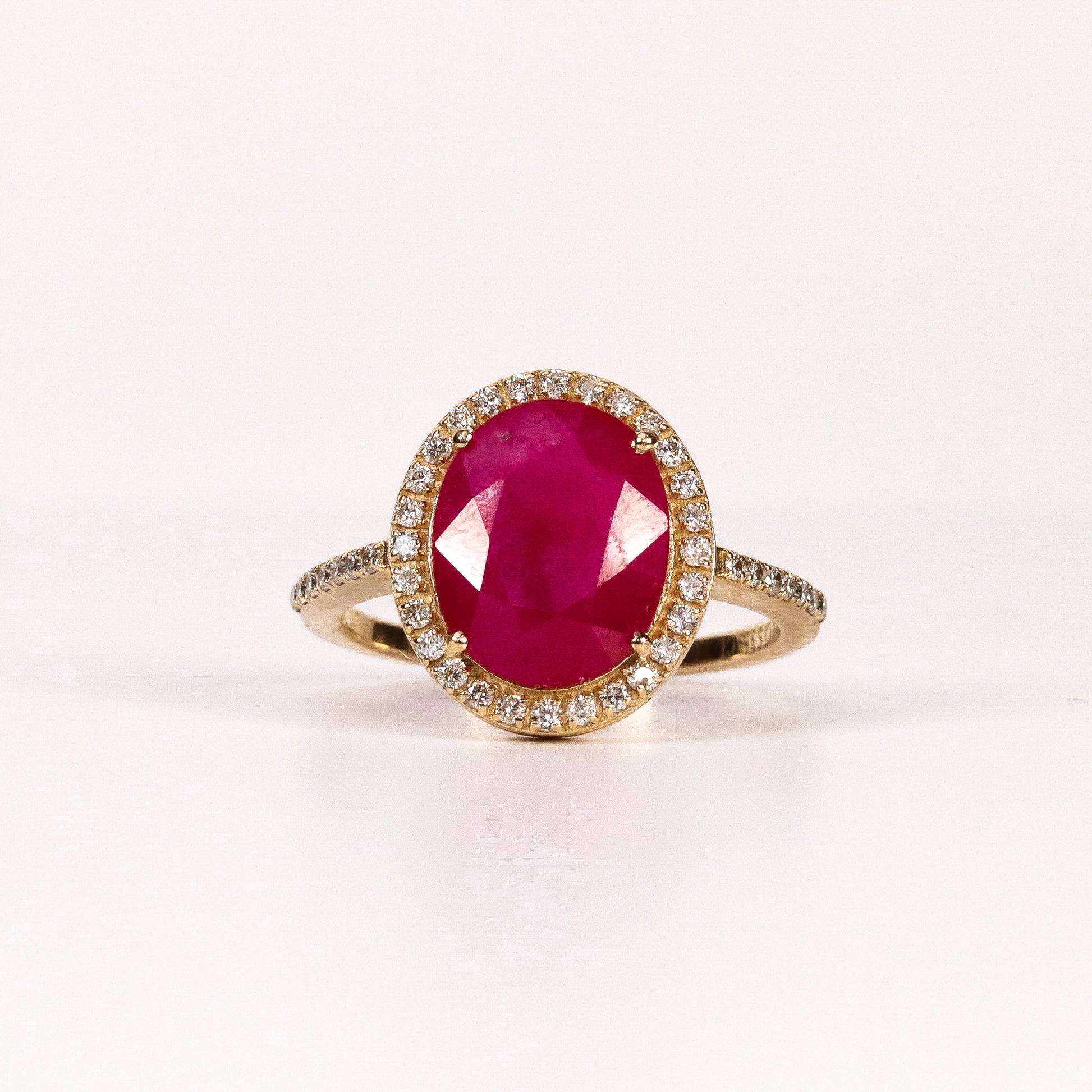 RUBY & DIAMOND OVAL HALO RING image 0