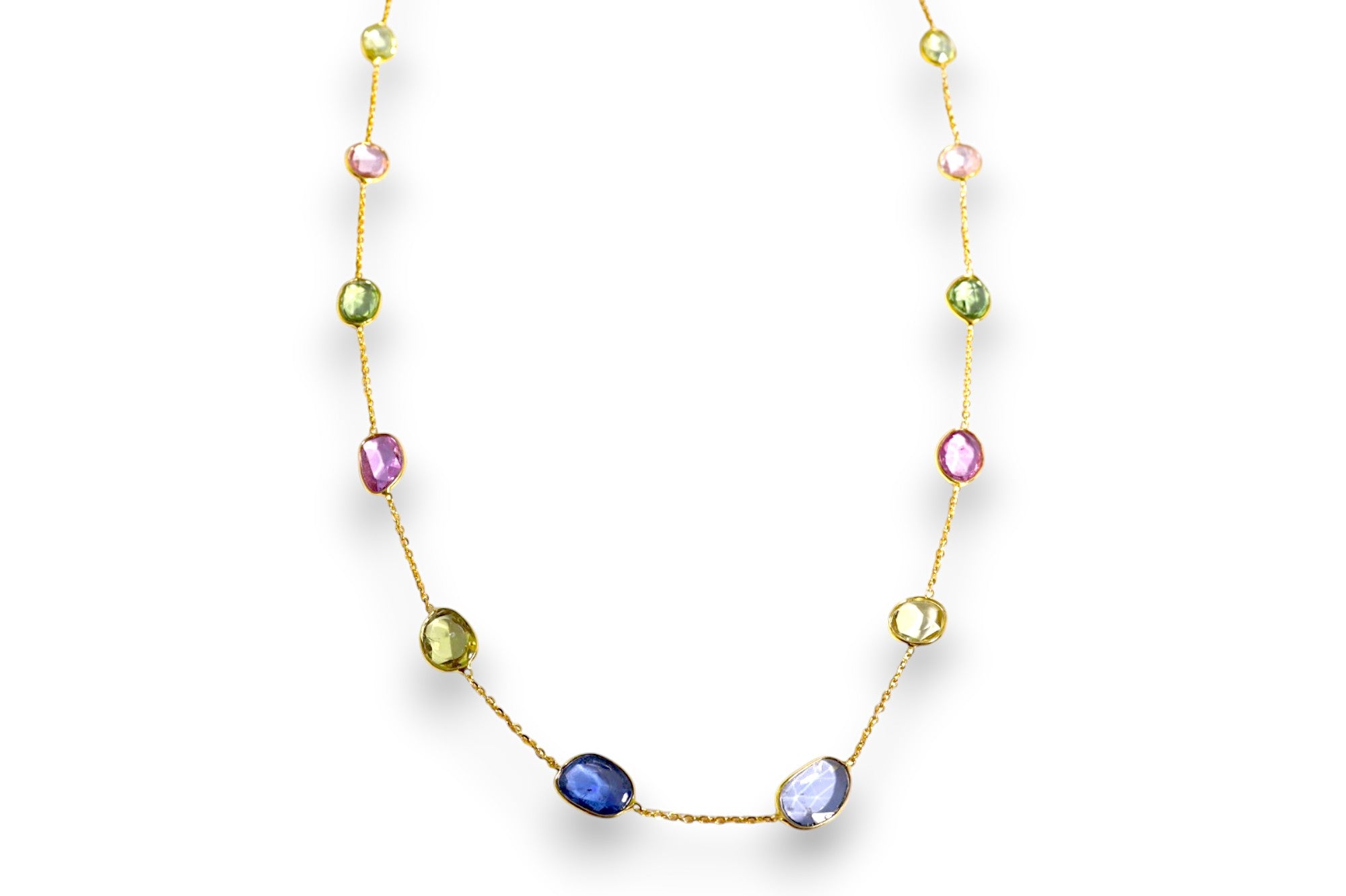 NATURAL RAINBOW SAPPHIRE STATION NECKLACE image 1